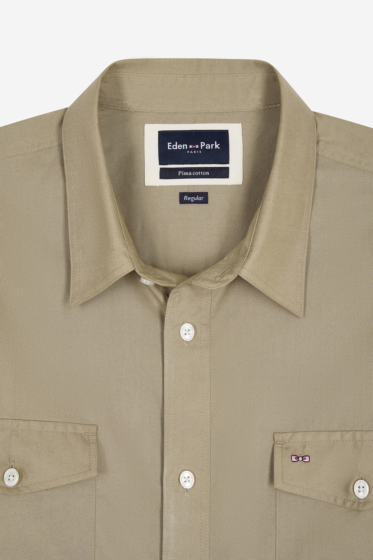 Chemise en popeline de coton Pima kaki coupe regular