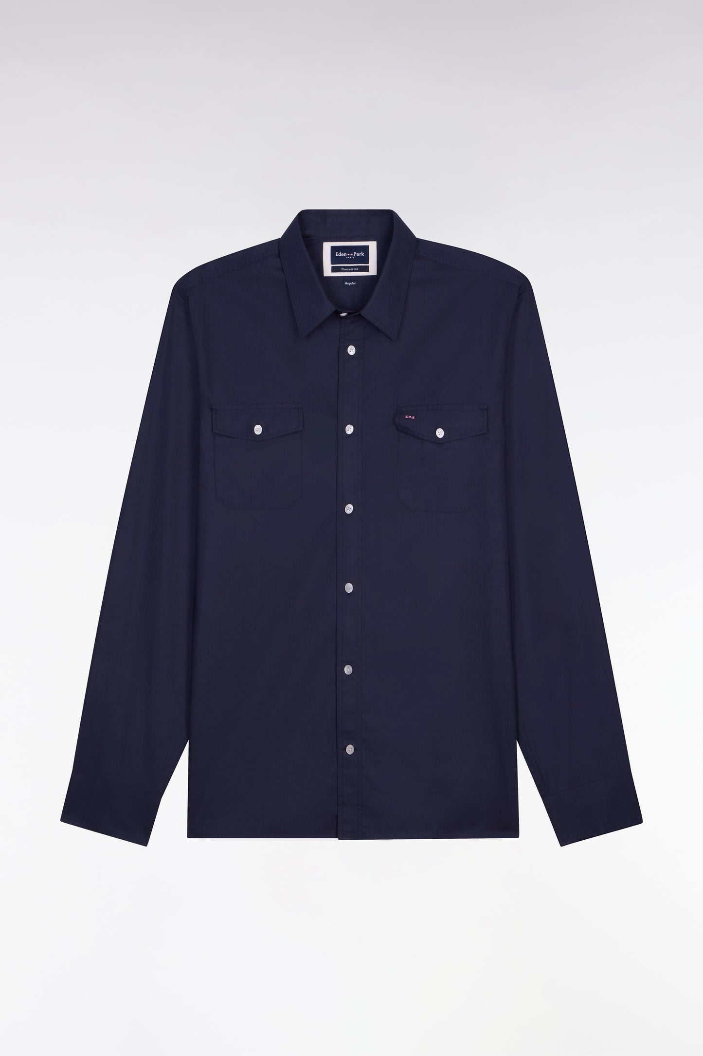 Regular fit navy Pima cotton poplin shirt