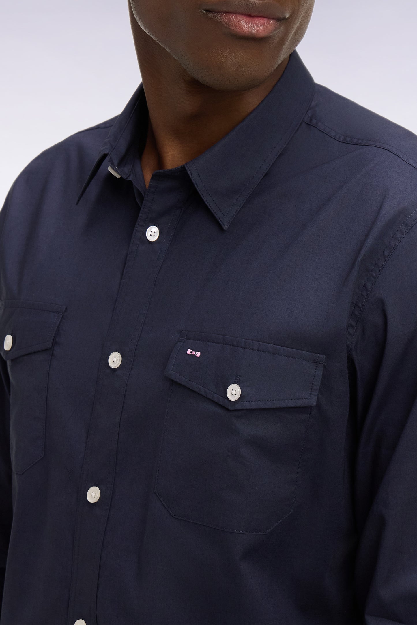Regular fit navy Pima cotton poplin shirt