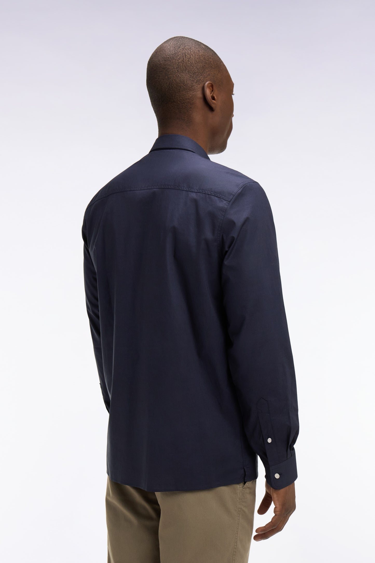 Regular fit navy Pima cotton poplin shirt
