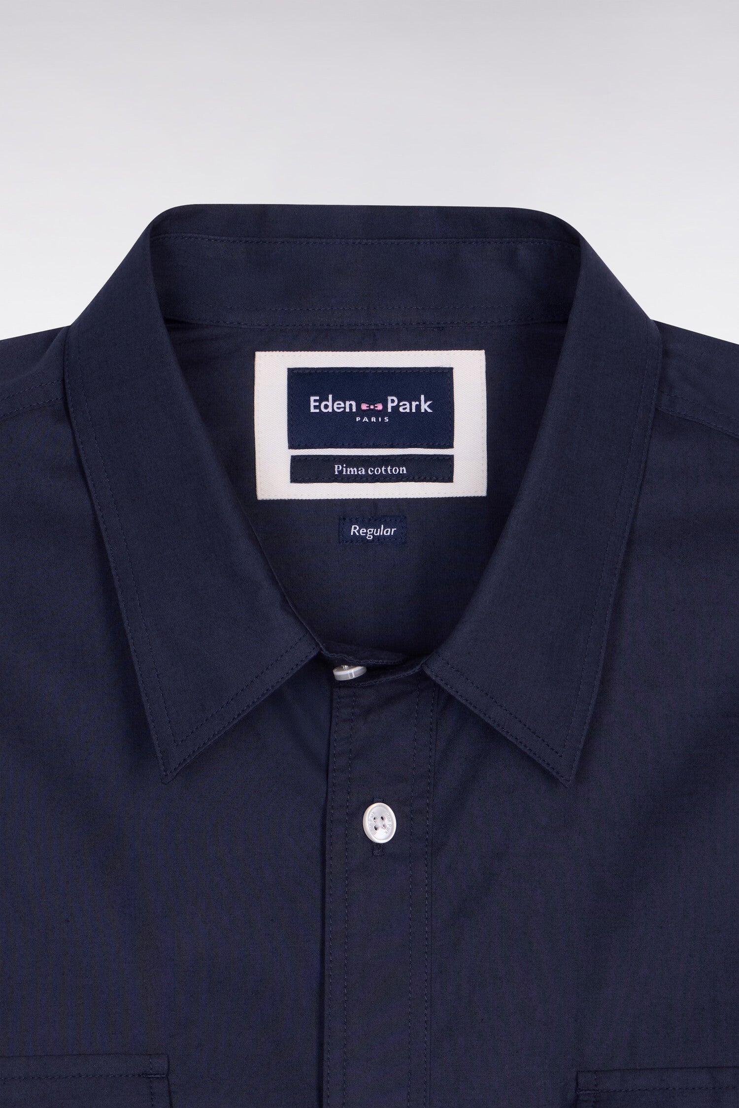 Chemise en popeline de coton Pima marine coupe regular