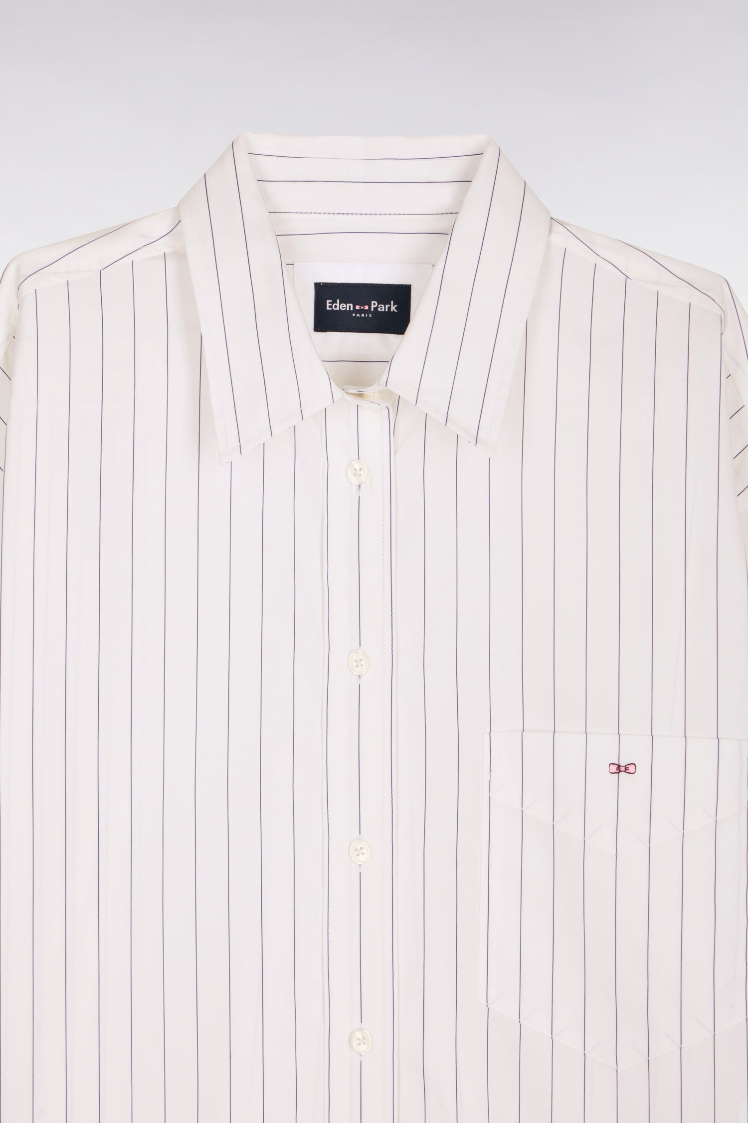 Chemise à fines rayures en popeline de coton blanche coupe oversized