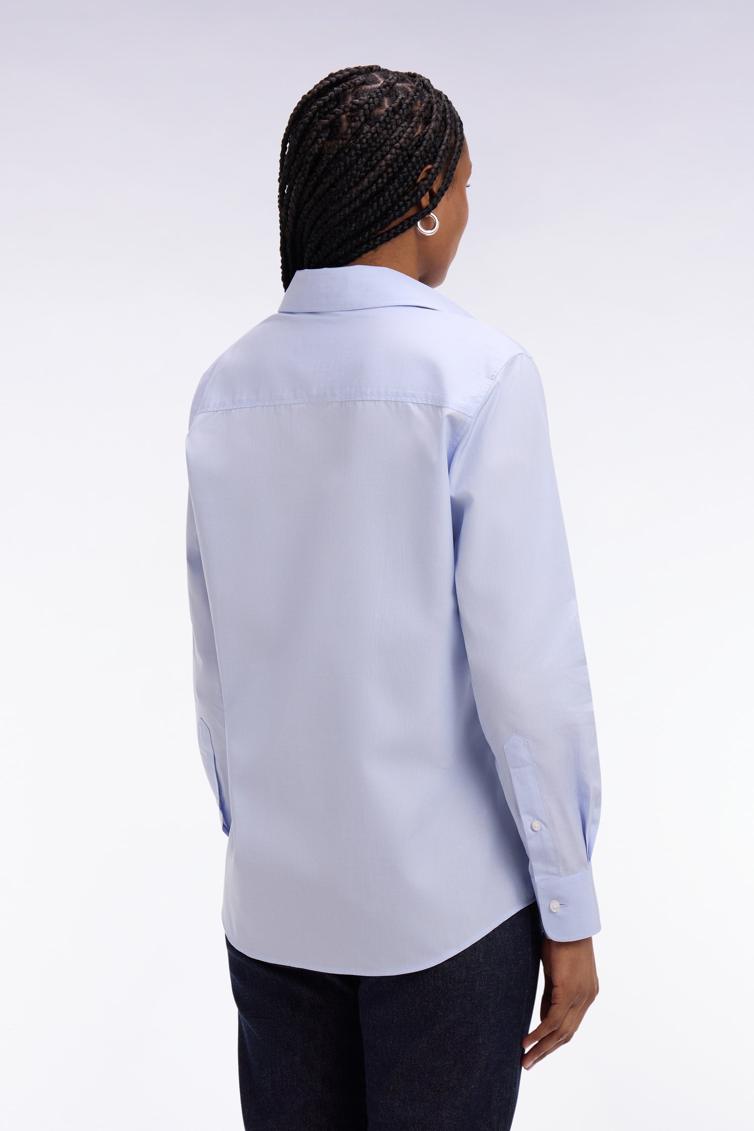 Chemise en popeline de coton ciel coupe slim