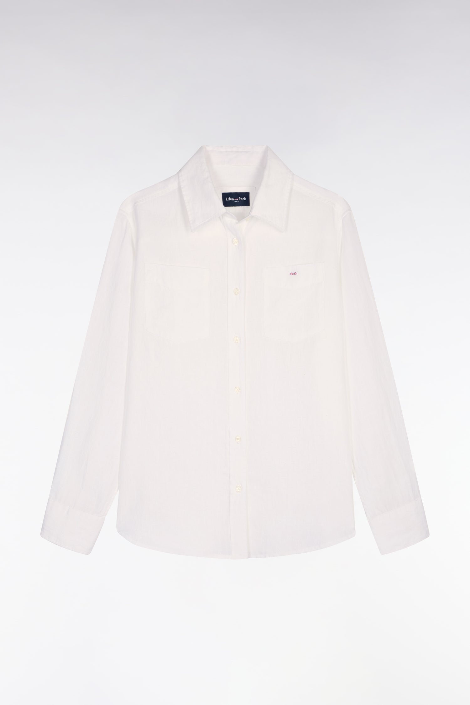 Chemise en lin blanc à poches plaquées