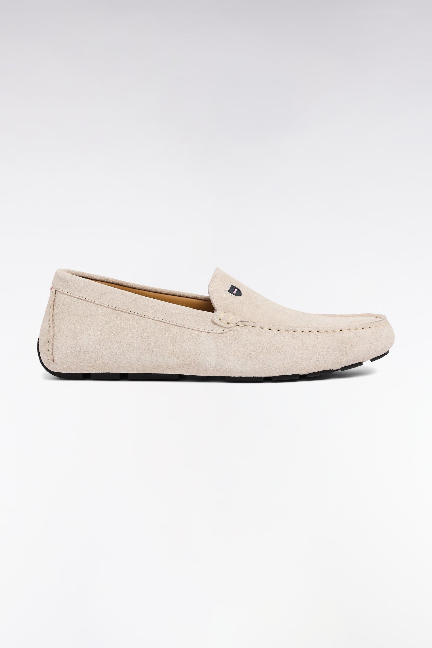 Mocassins en cuir suédé écru