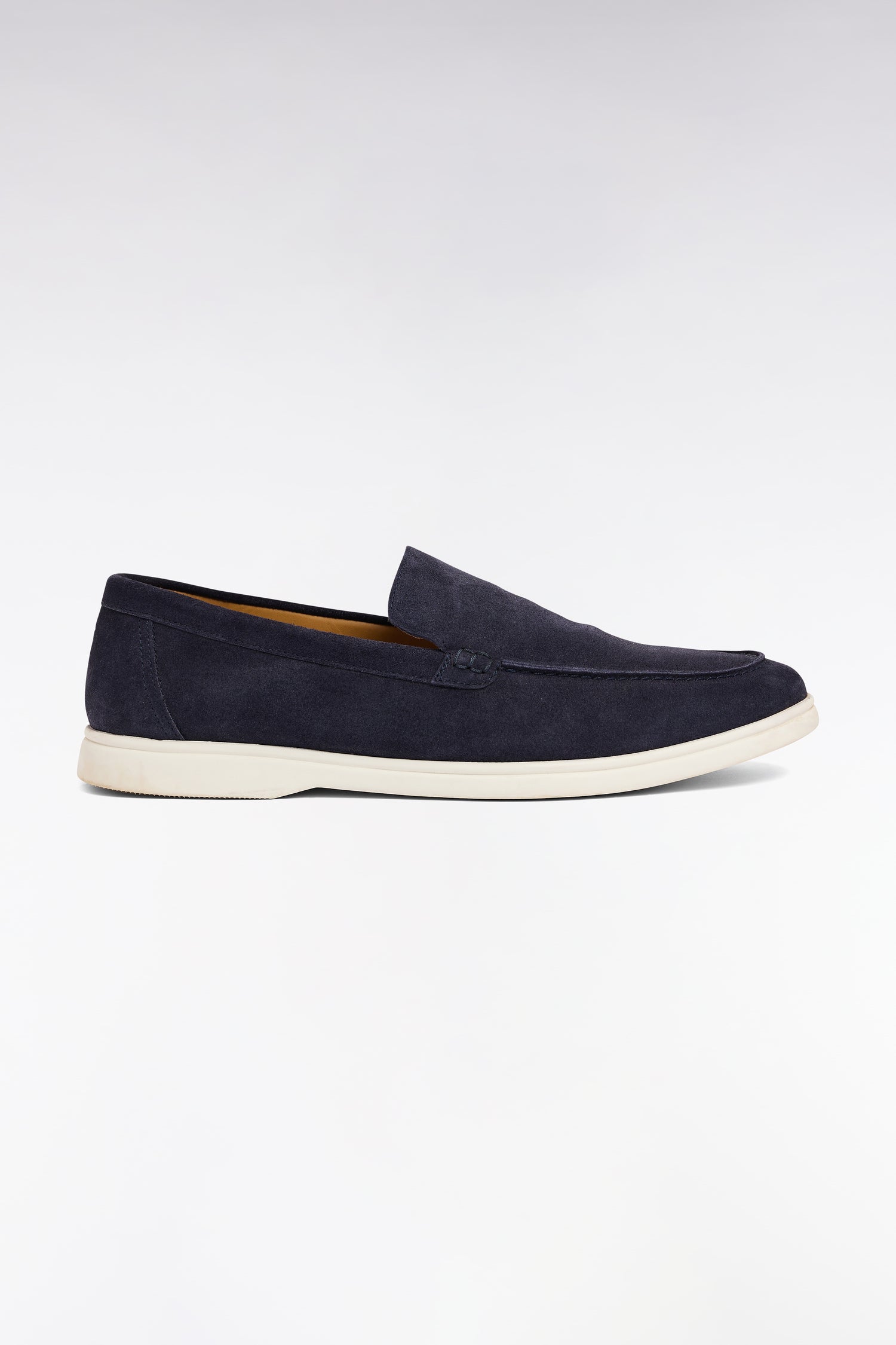 Mocassins en croûte de cuir suédé marine