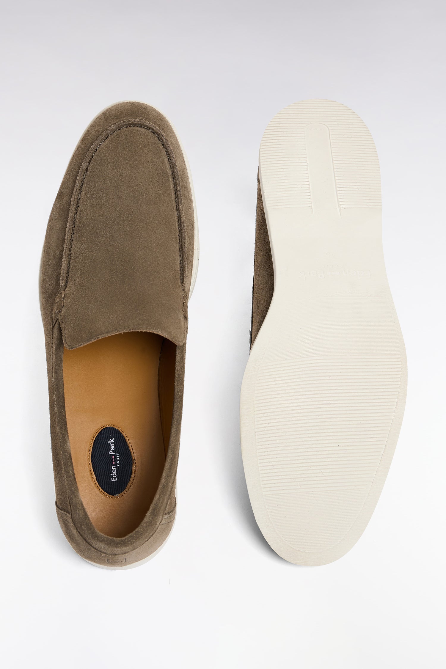 Mocassins en croûte de cuir suédé gris foncé
