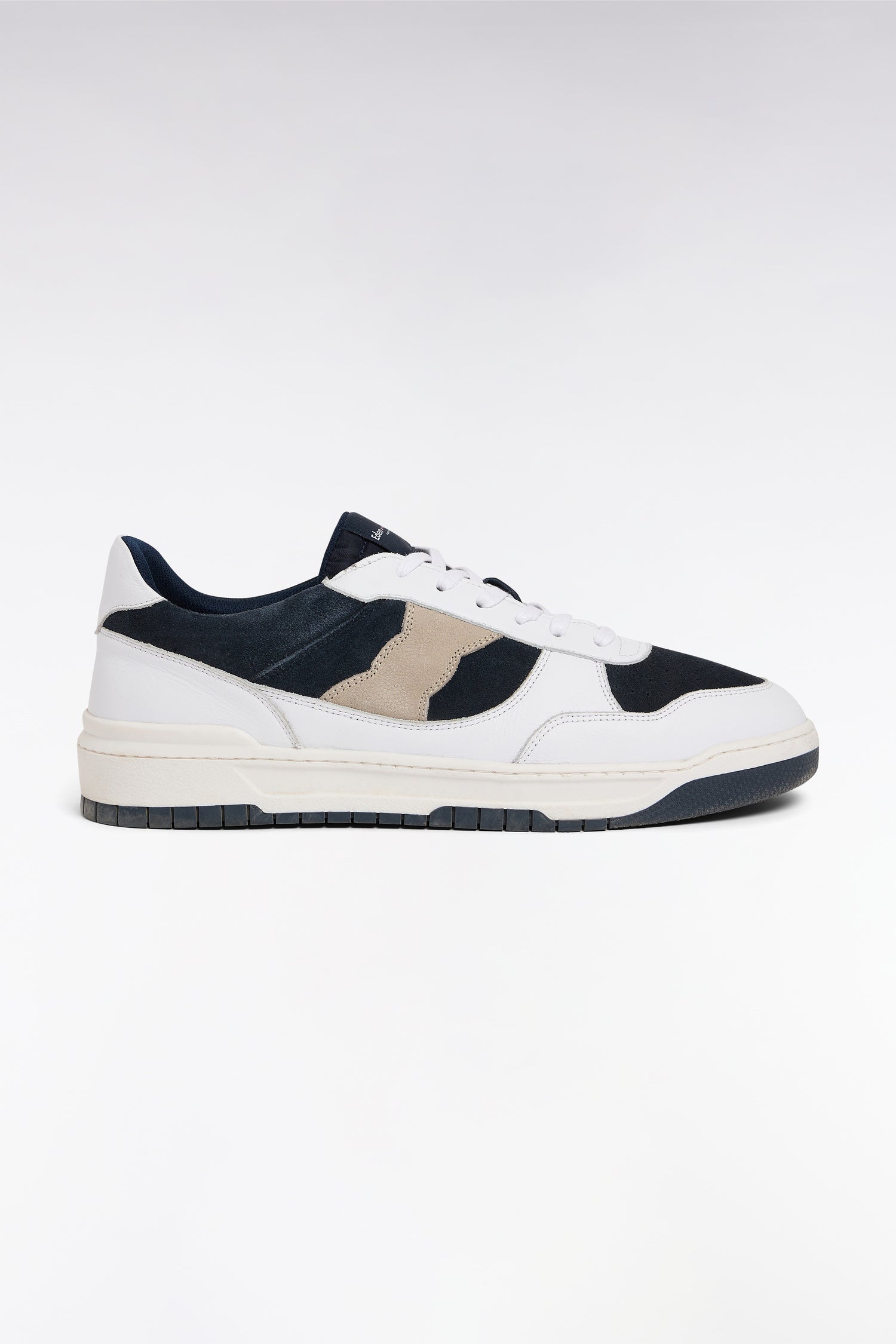 Sneakers tricolores en cuir marine