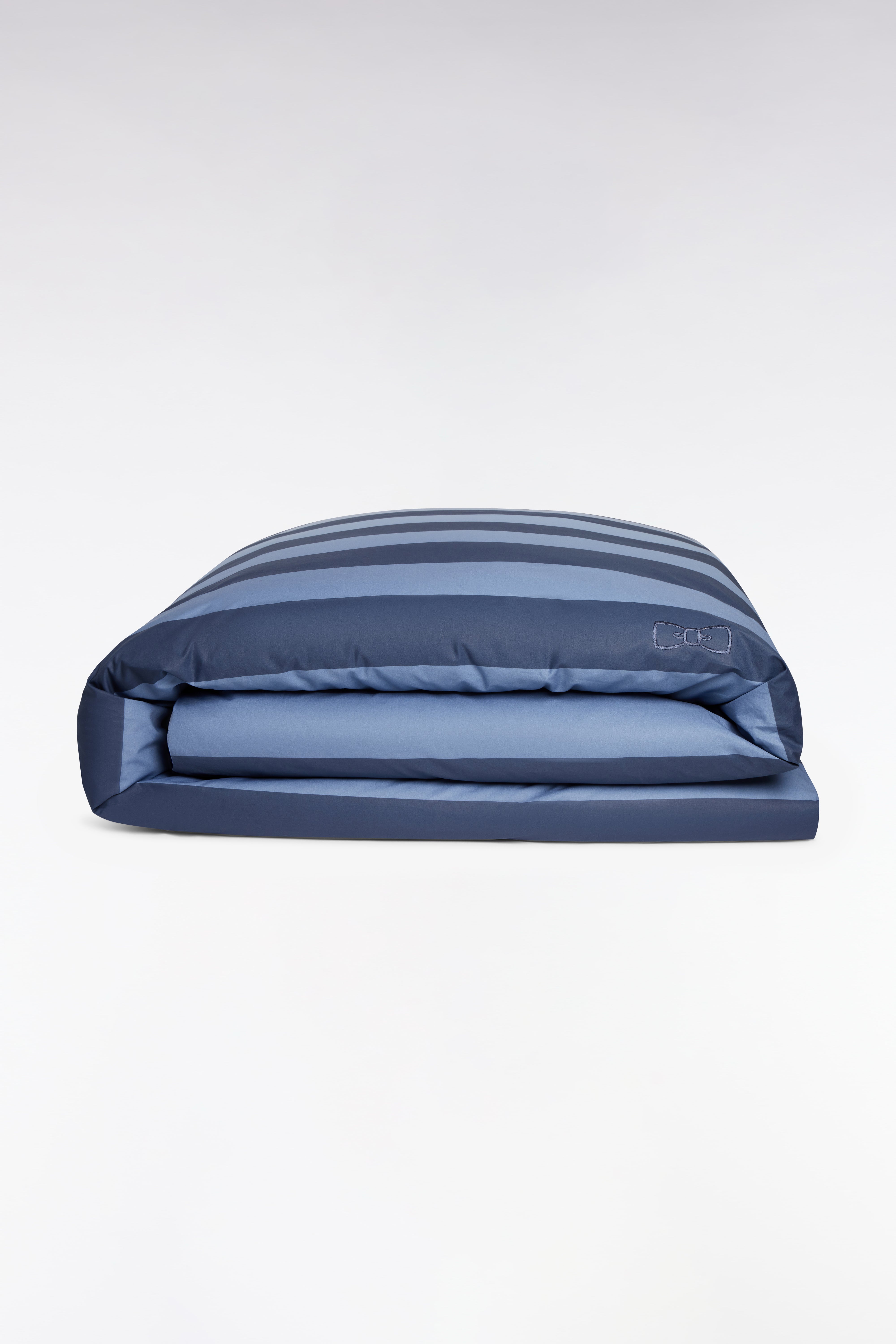 Housse de couette en percale de coton à rayures marine dégradées