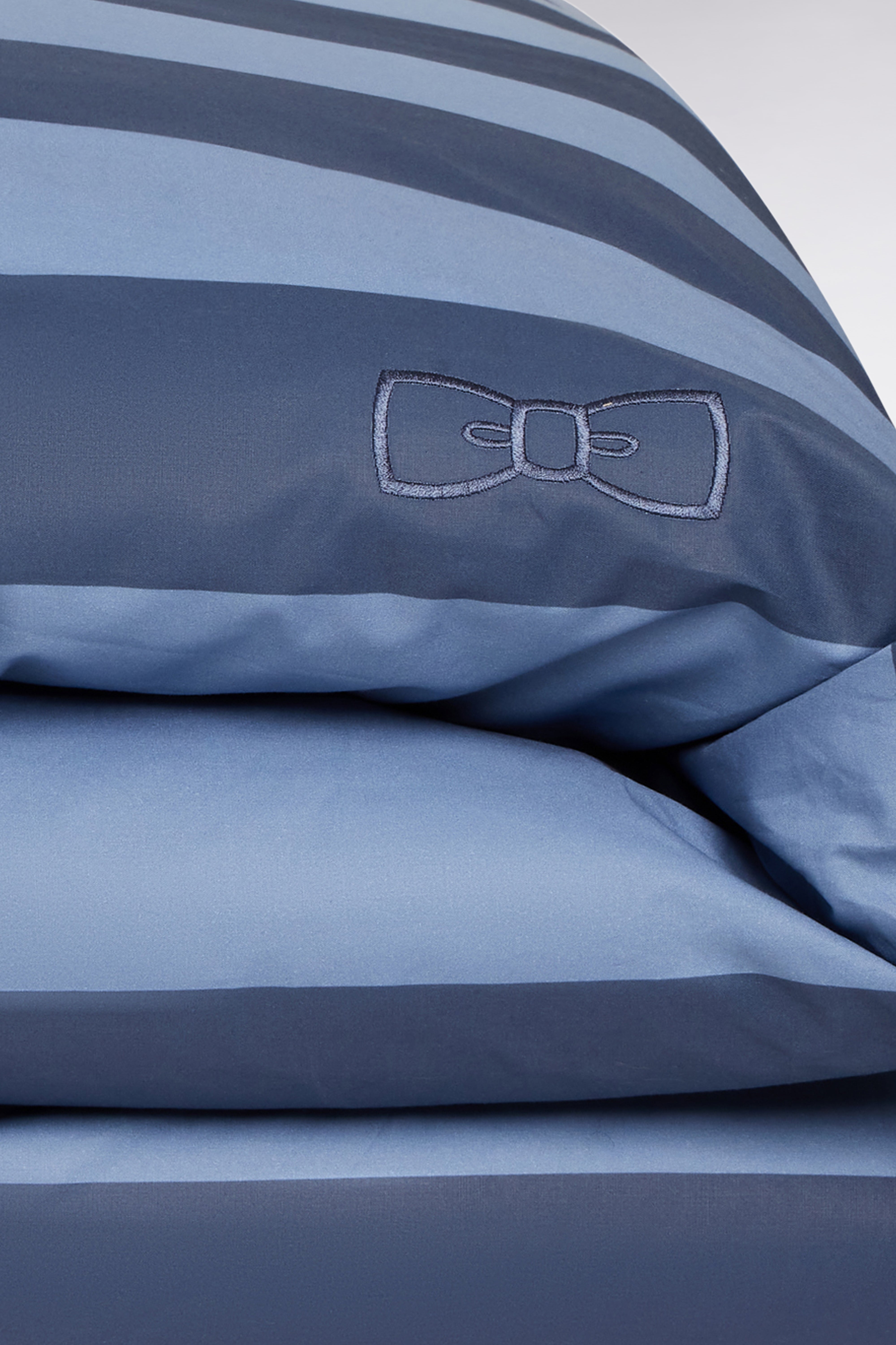 Housse de couette en percale de coton à rayures marine dégradées