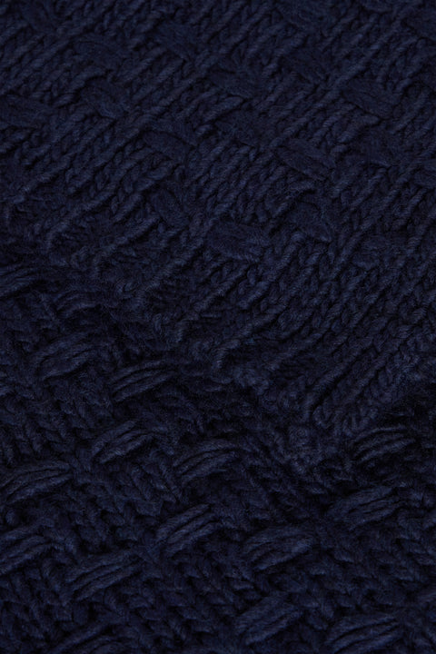 Plaid tricoté marine motif nœuds papillon - Image 3