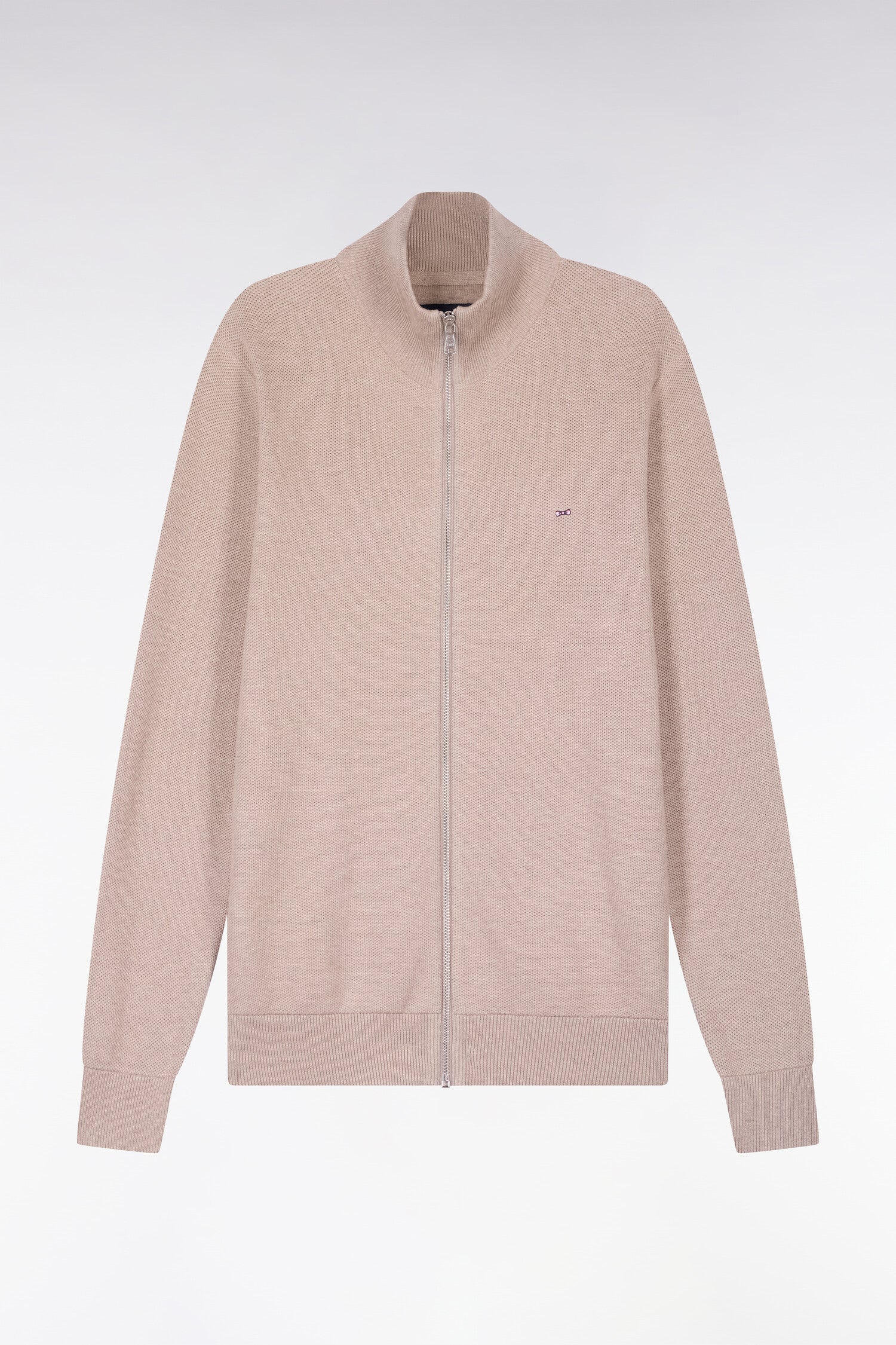 Cardigan zippé en coton beige