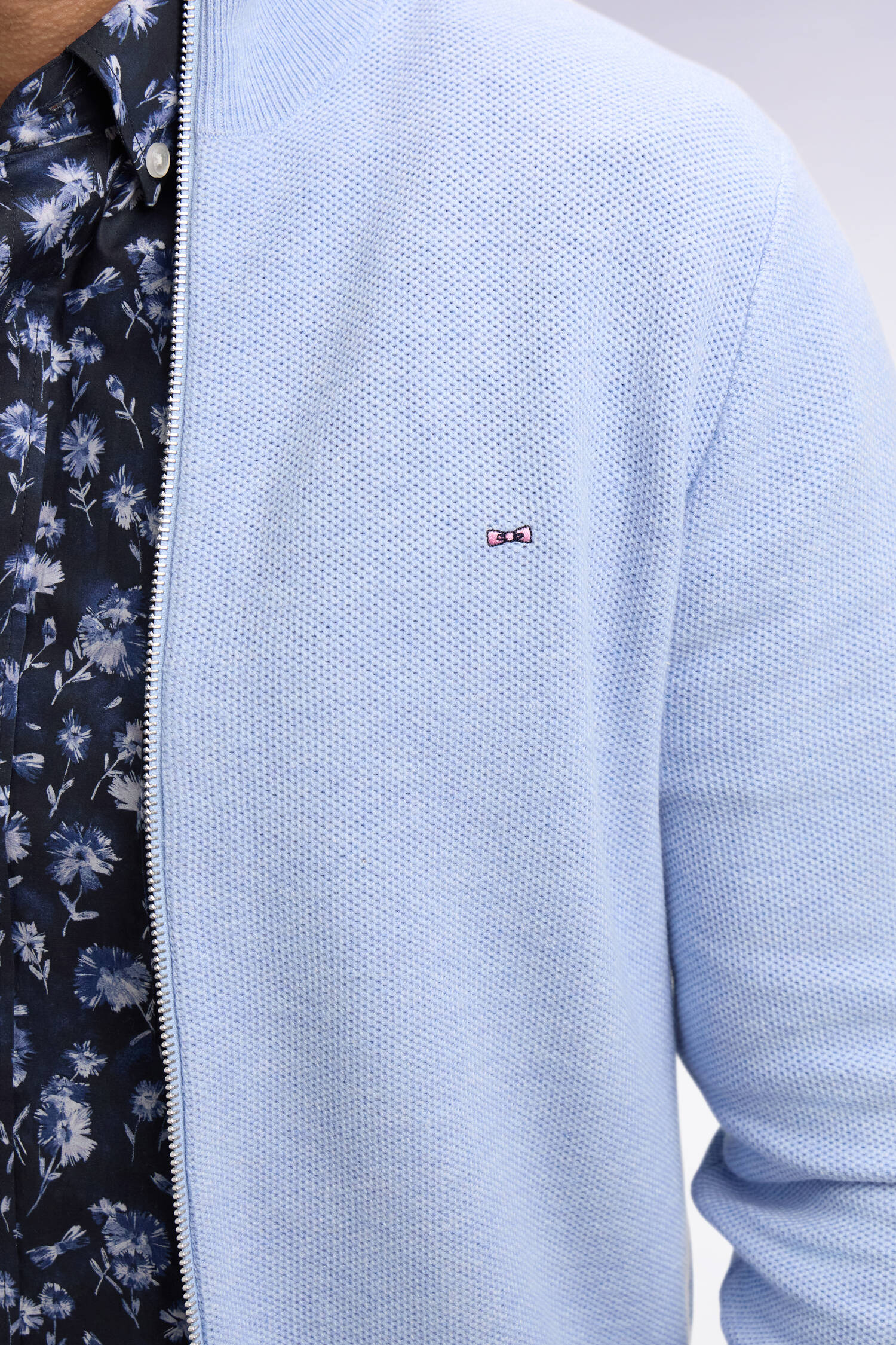 Cardigan zippé en coton ciel