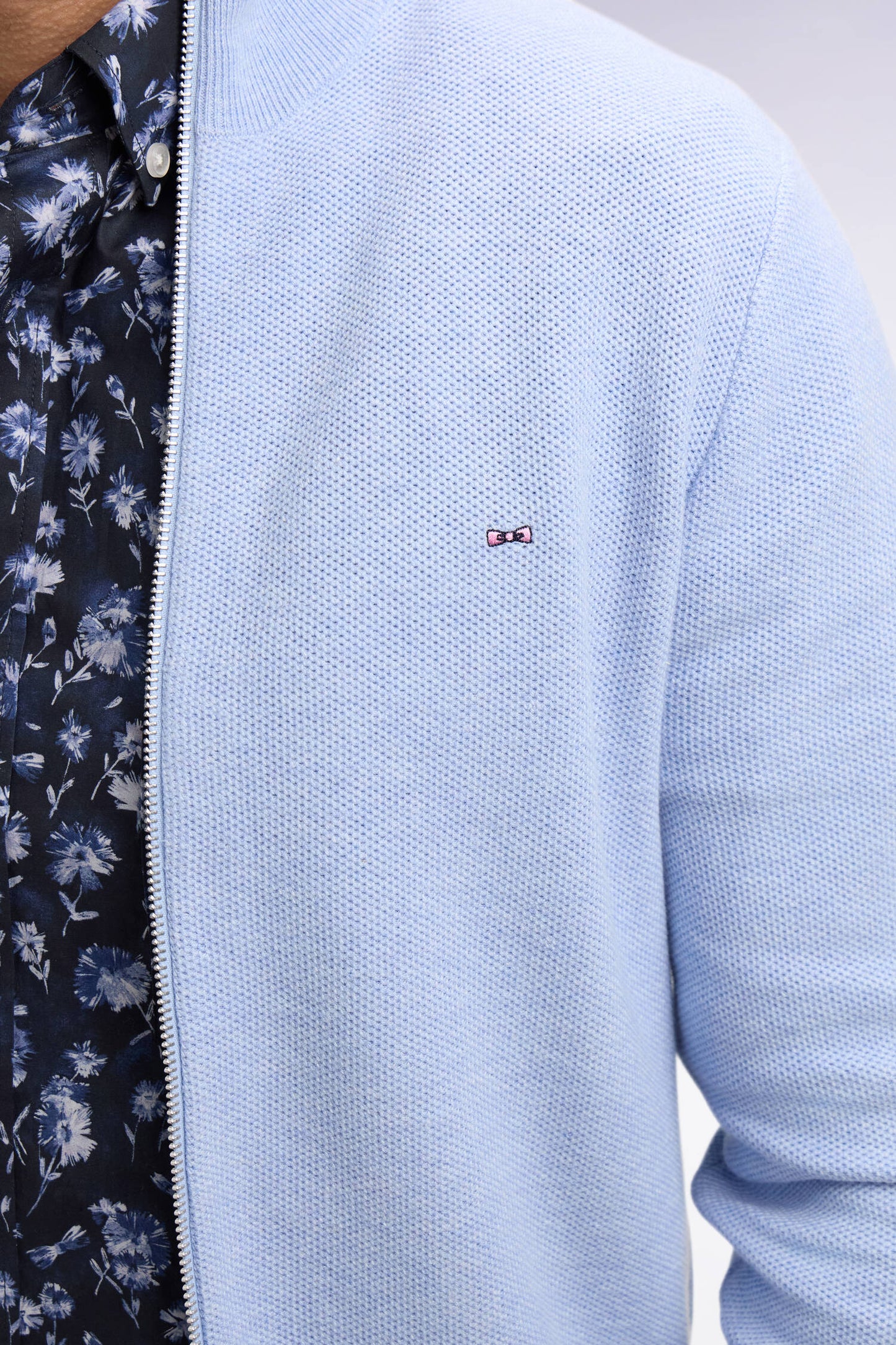 Cardigan zippé en coton ciel