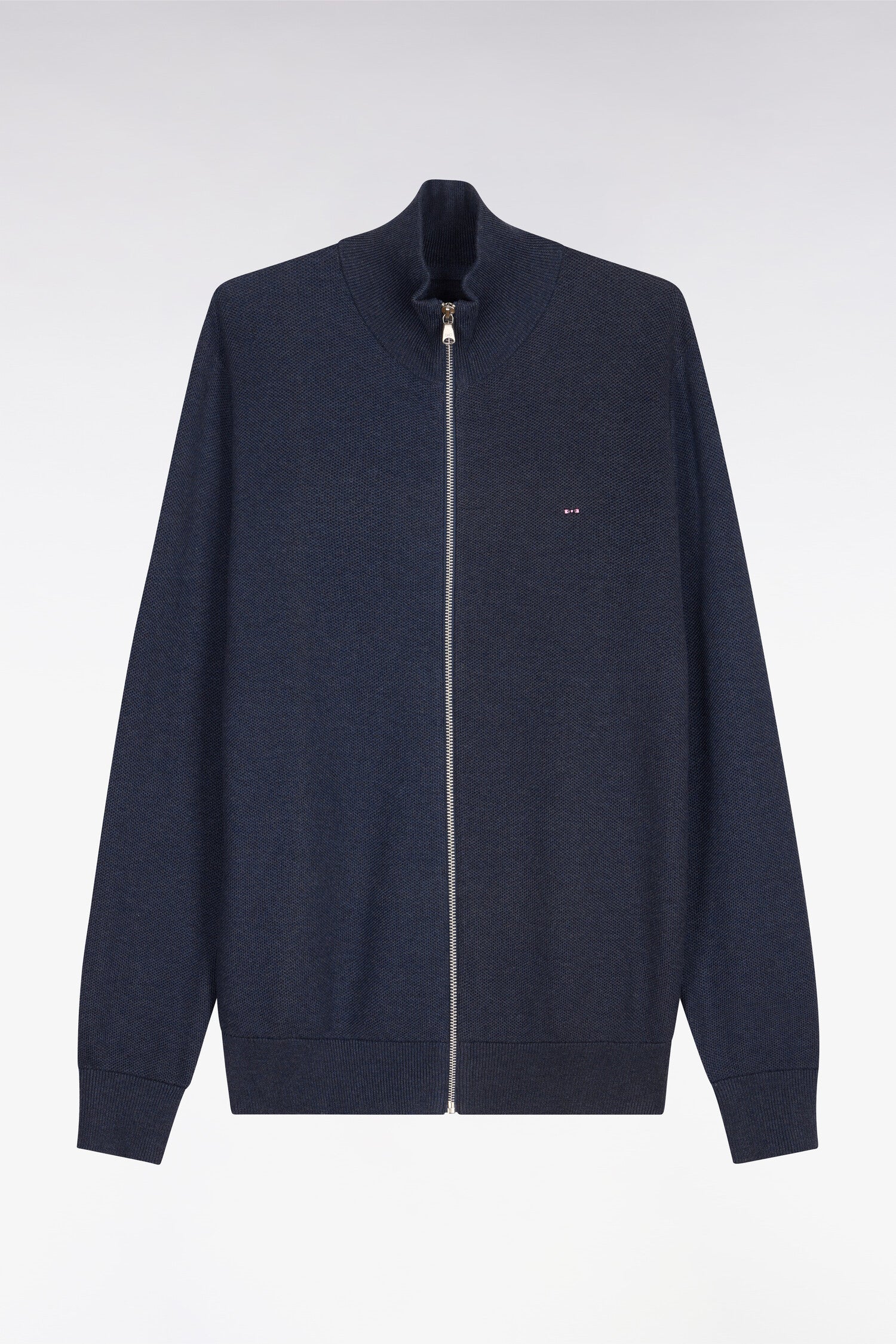 Cardigan zippé en coton bleu foncé