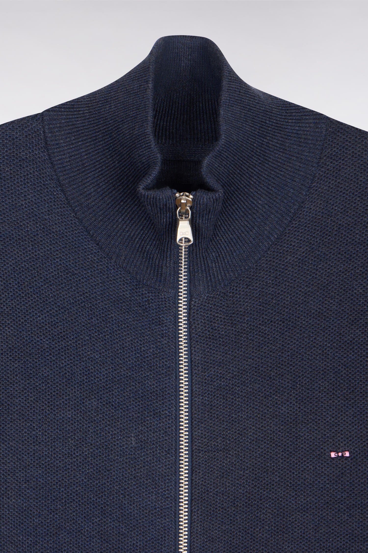 Cardigan zippé en coton bleu foncé