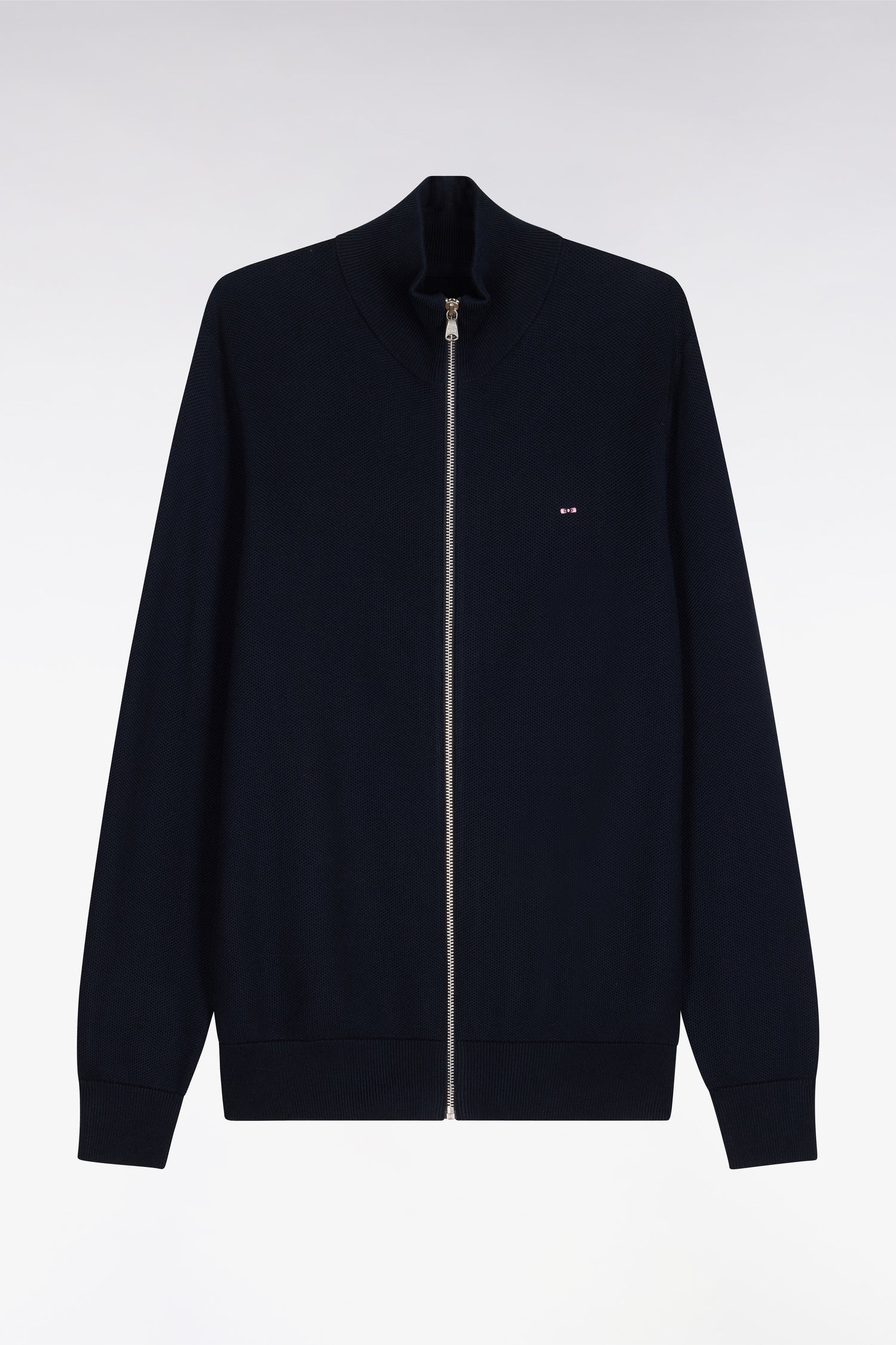 Cardigan zippé en coton marine