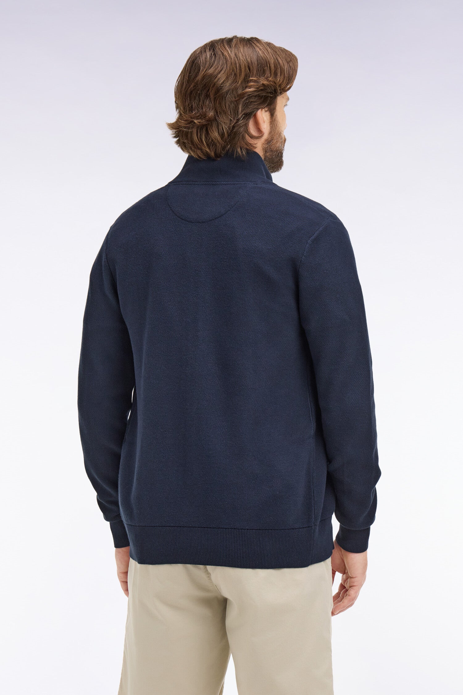 Cardigan zippé en coton marine