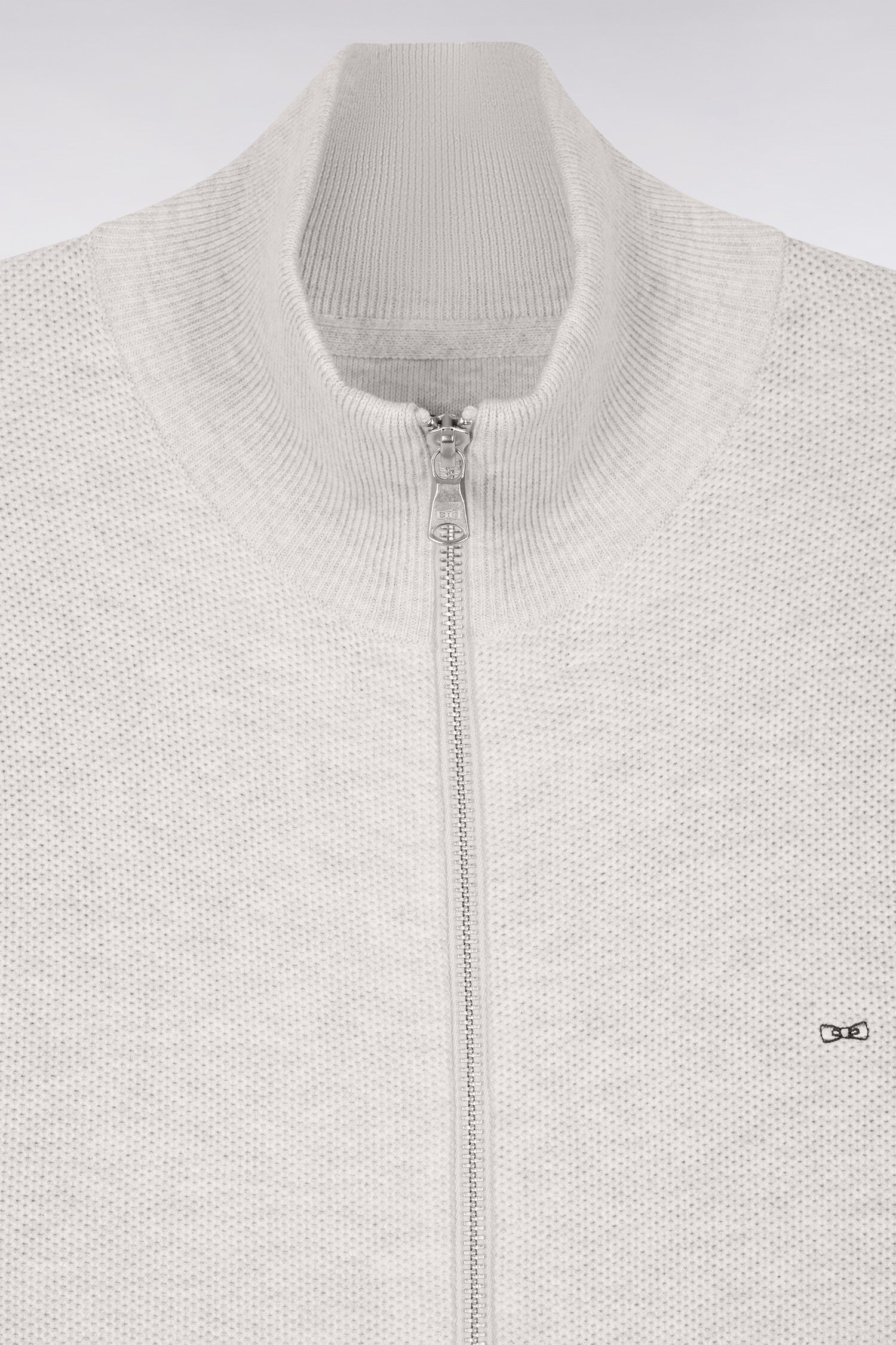 Cardigan zippé en coton gris clair
