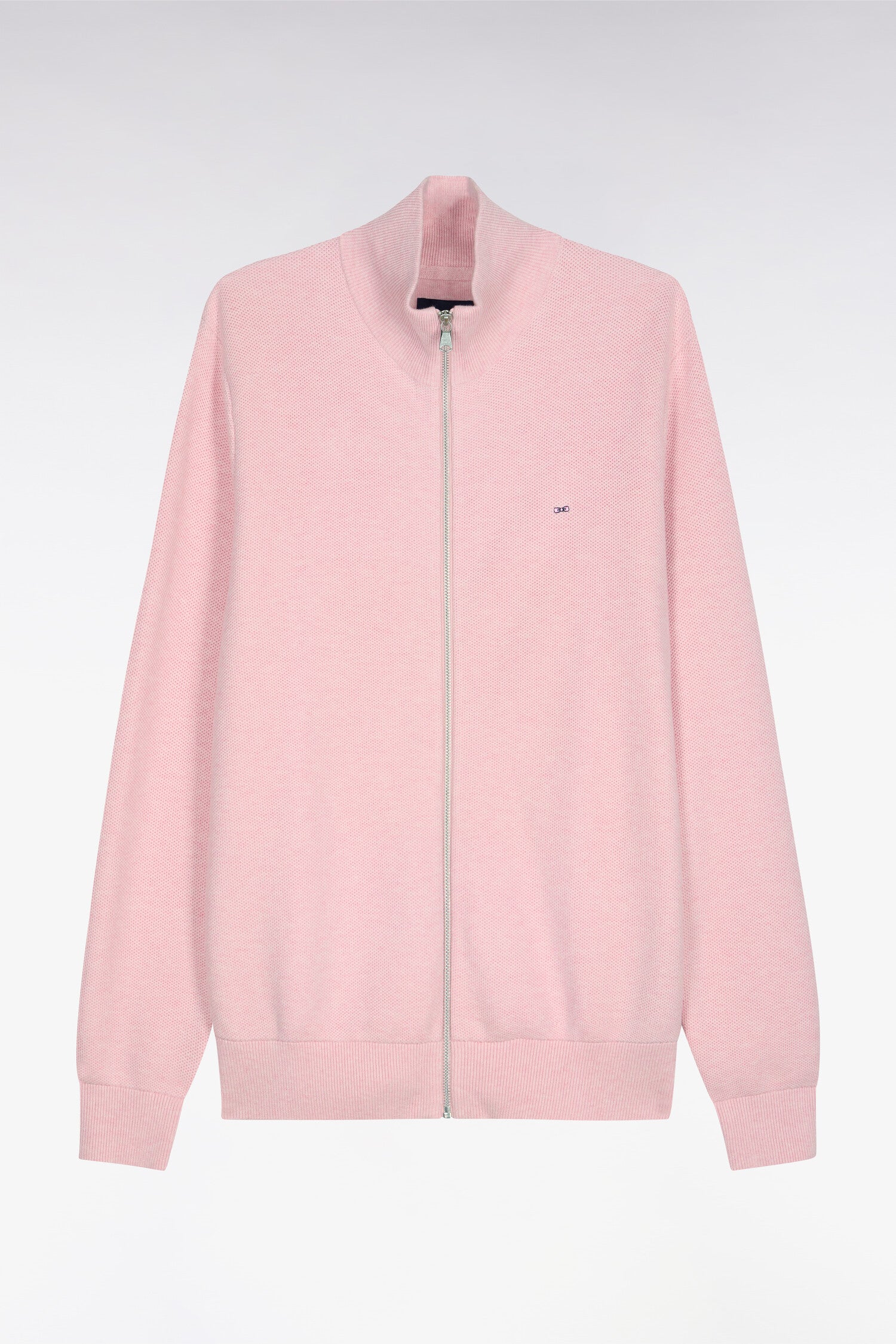 Cardigan zippé en coton rose