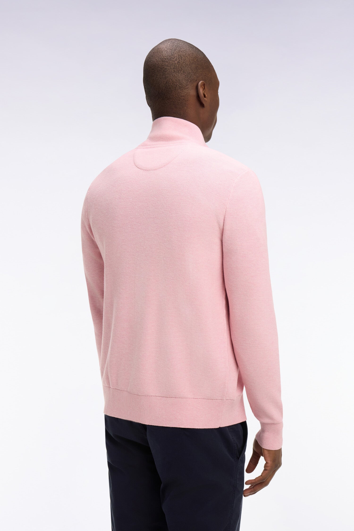 Cardigan zippé en coton rose