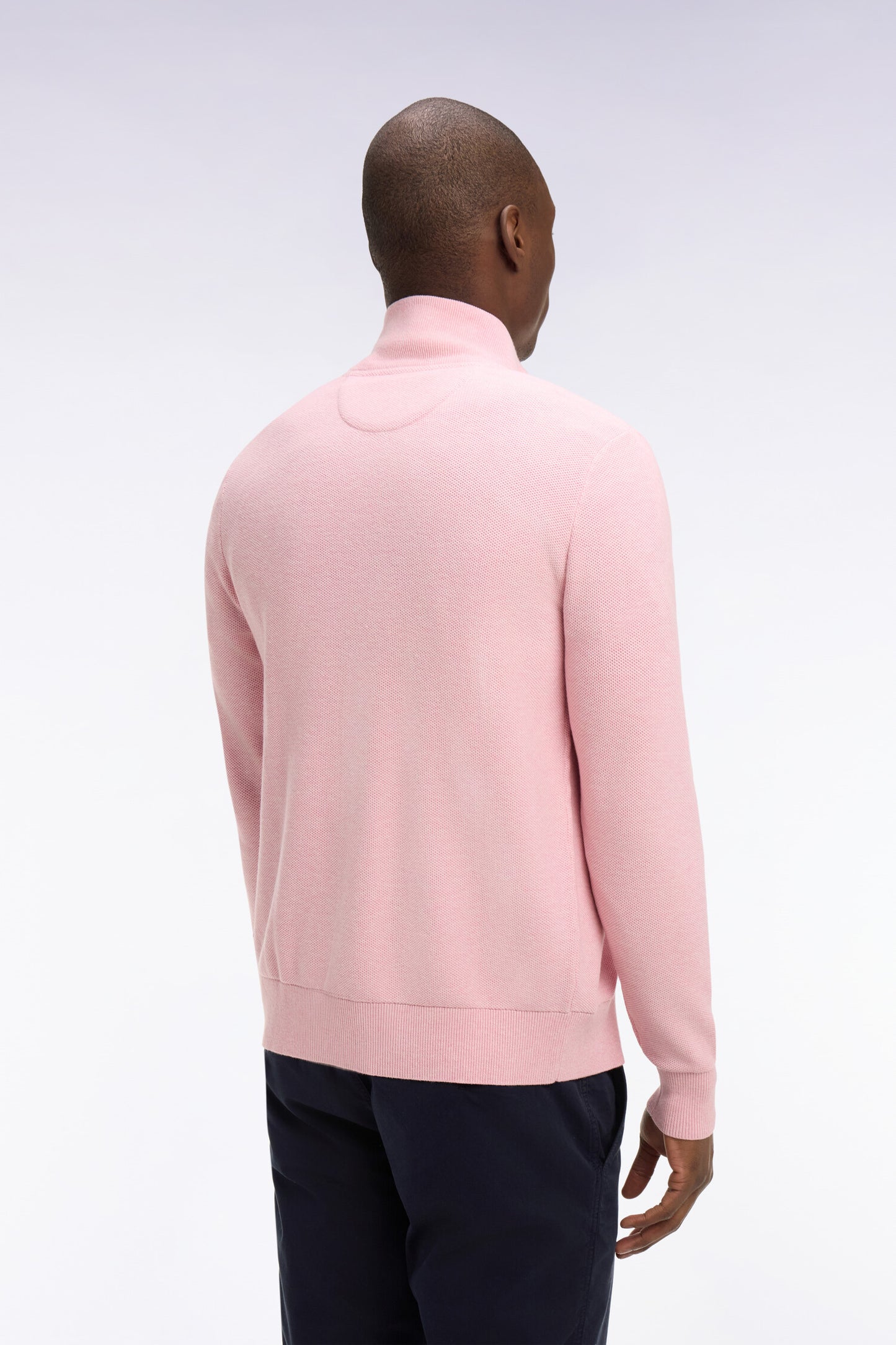 Cardigan zippé en coton rose