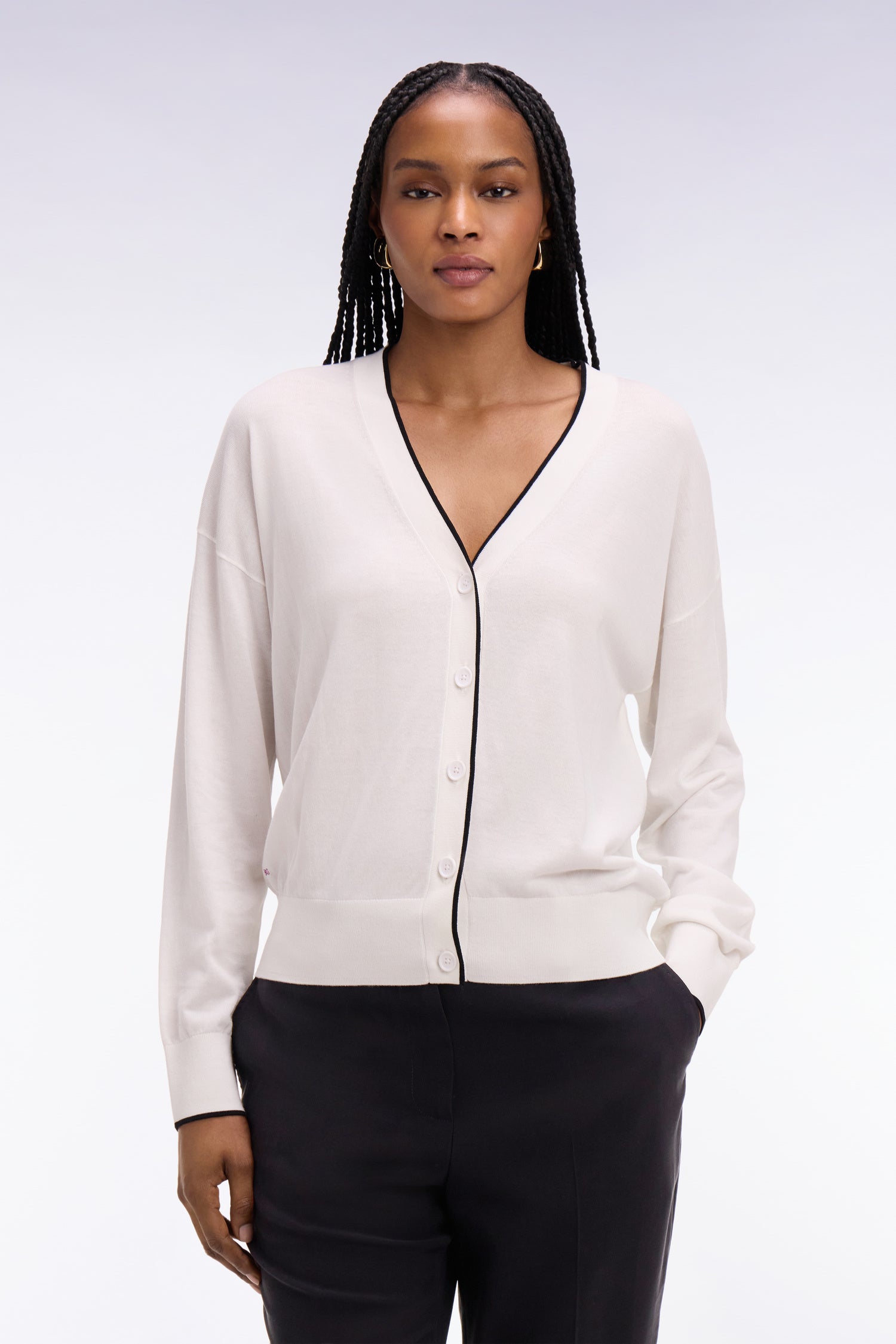 Cardigan boutonné col V blanc