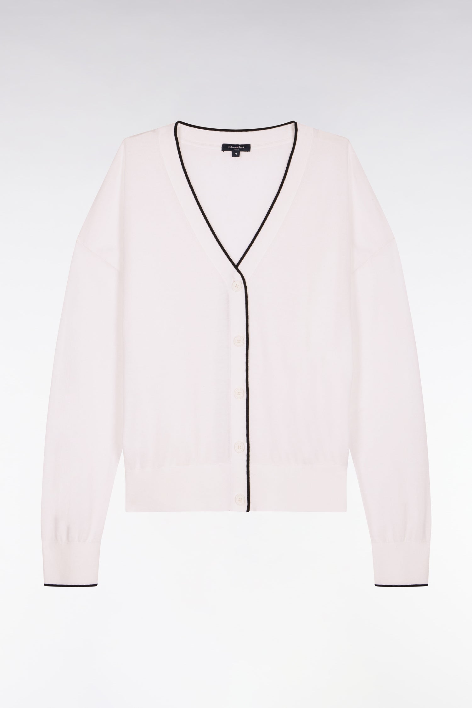 Cardigan boutonné col V blanc