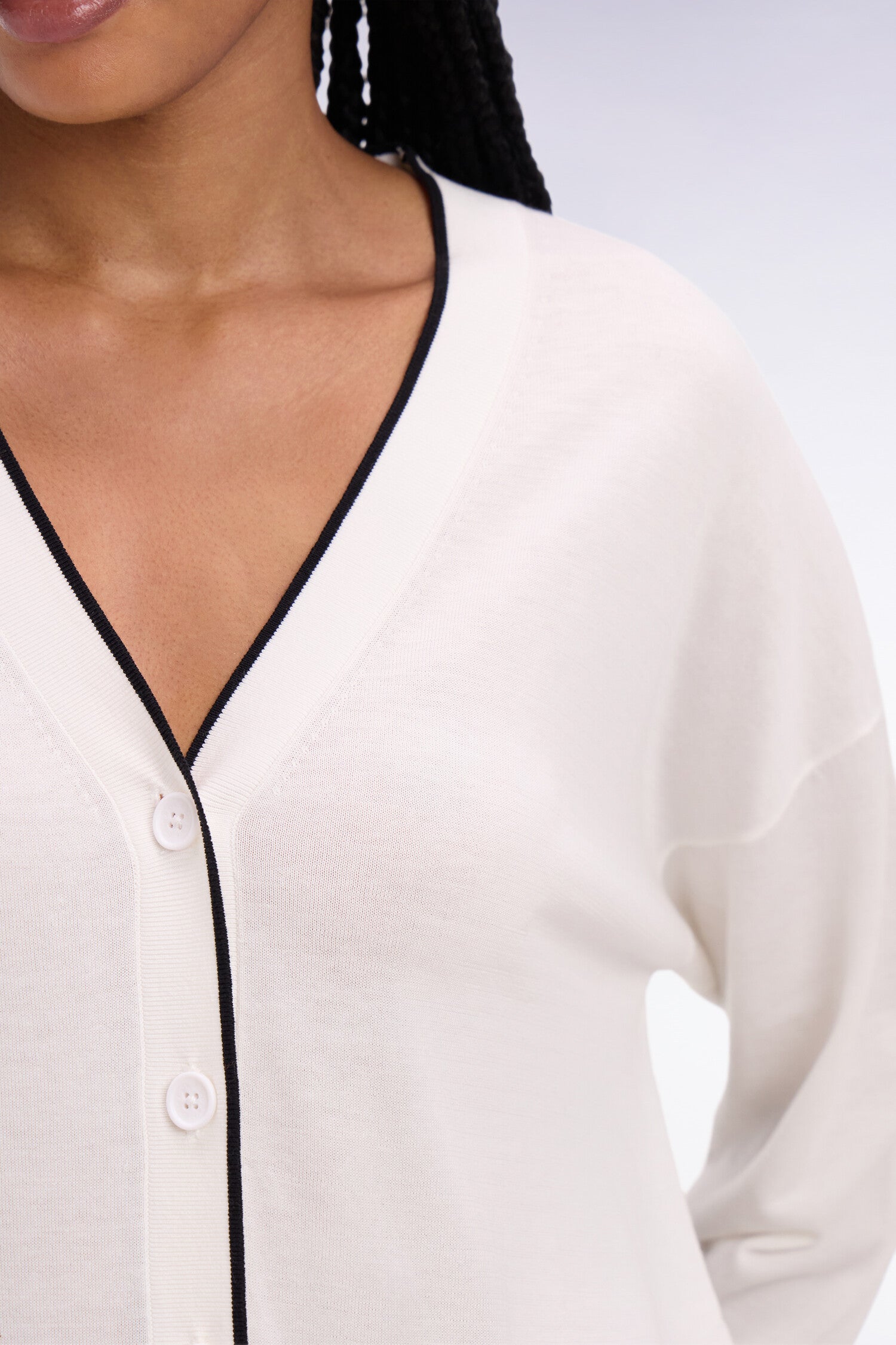 Cardigan boutonné col V blanc