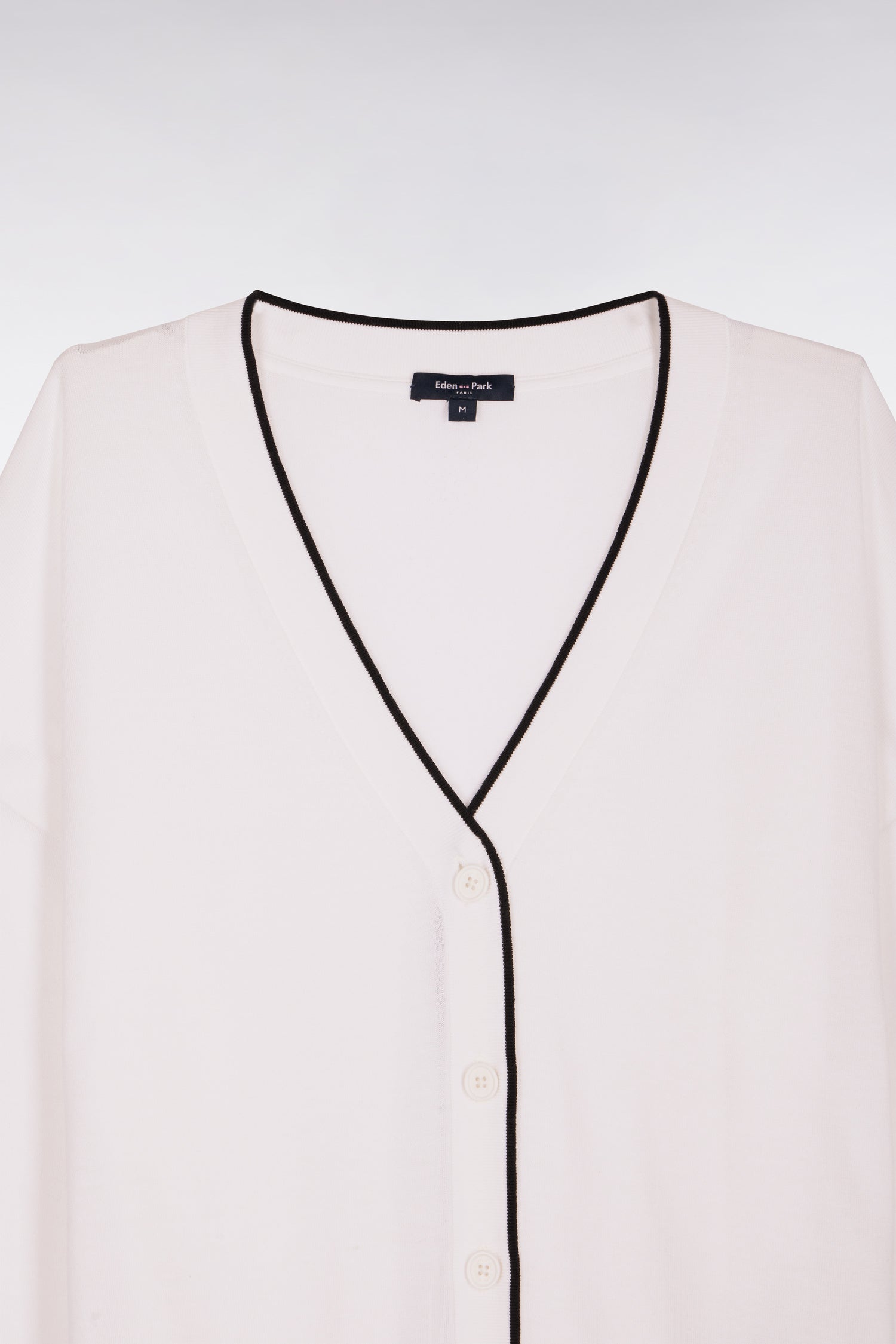Cardigan boutonné col V blanc