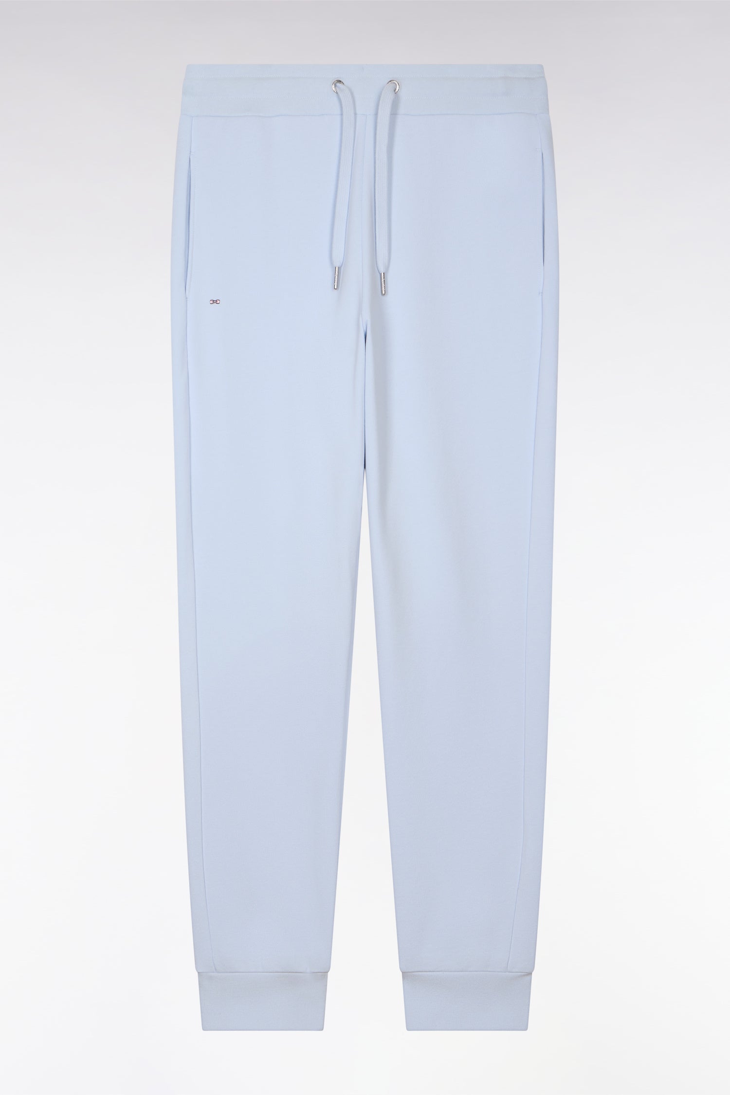 Jogging uni en molleton coton ciel coupe regular