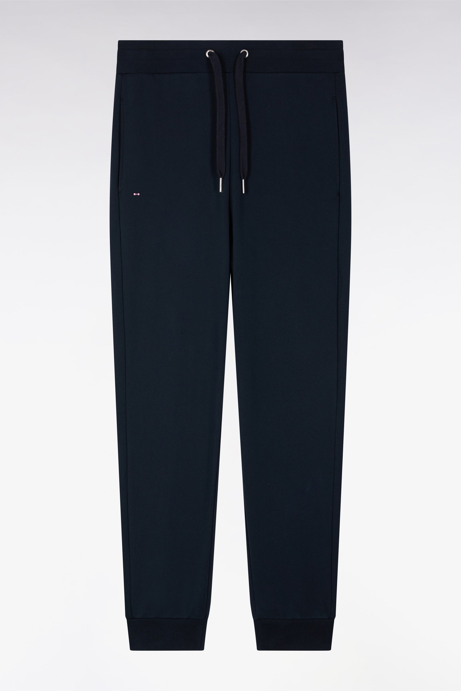 pantalón jogger liso en felpa algodón azul marino corte Regular