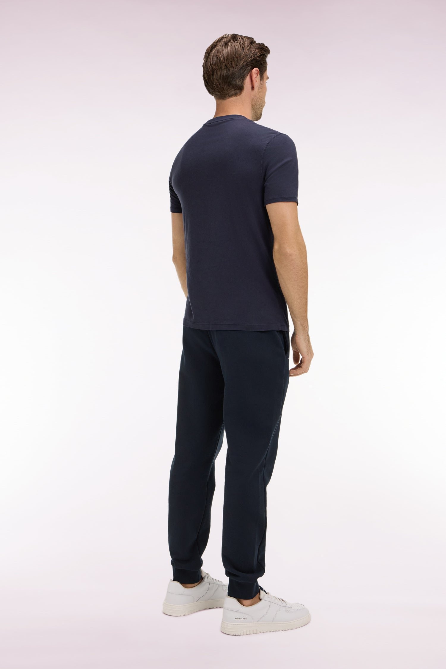 pantalón jogger liso en felpa algodón azul marino corte Regular