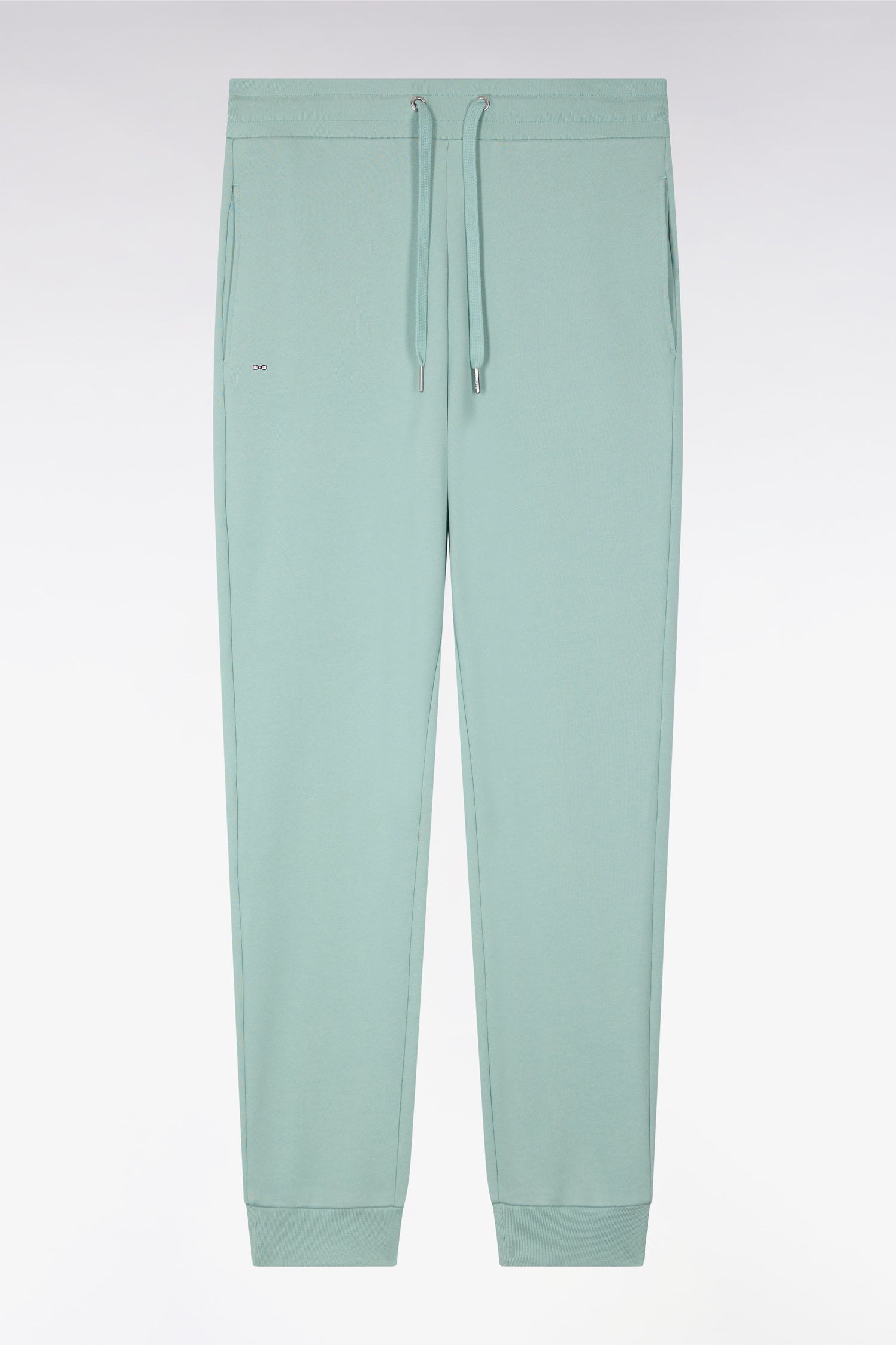 Jogging uni en molleton coton vert d'eau coupe regular