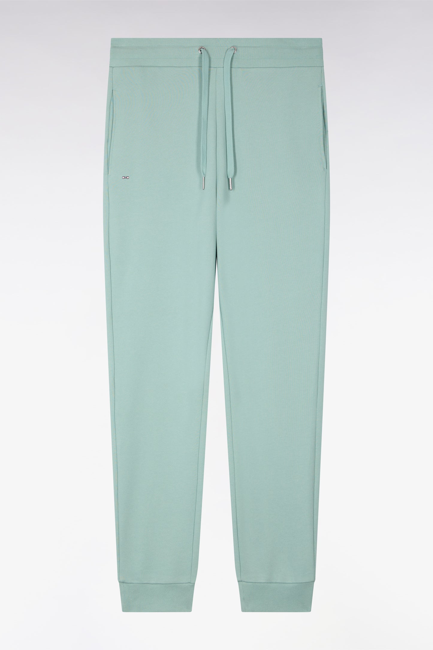 Jogging uni en molleton coton vert d'eau coupe regular