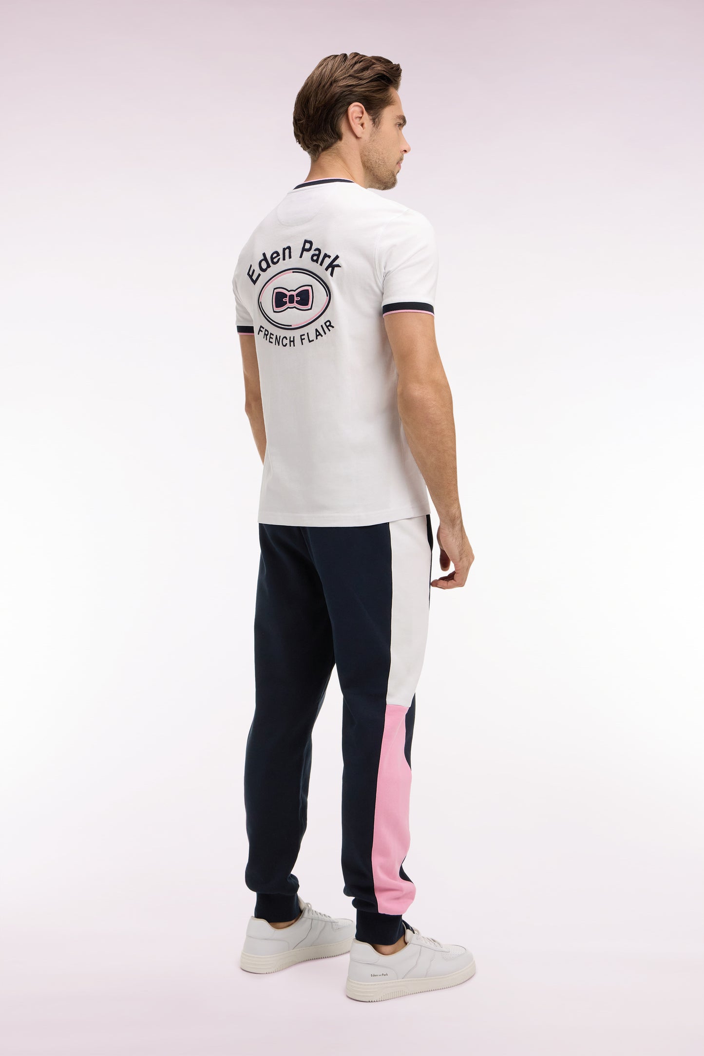 Jogging en molleton coton colorblock marine coupe regular