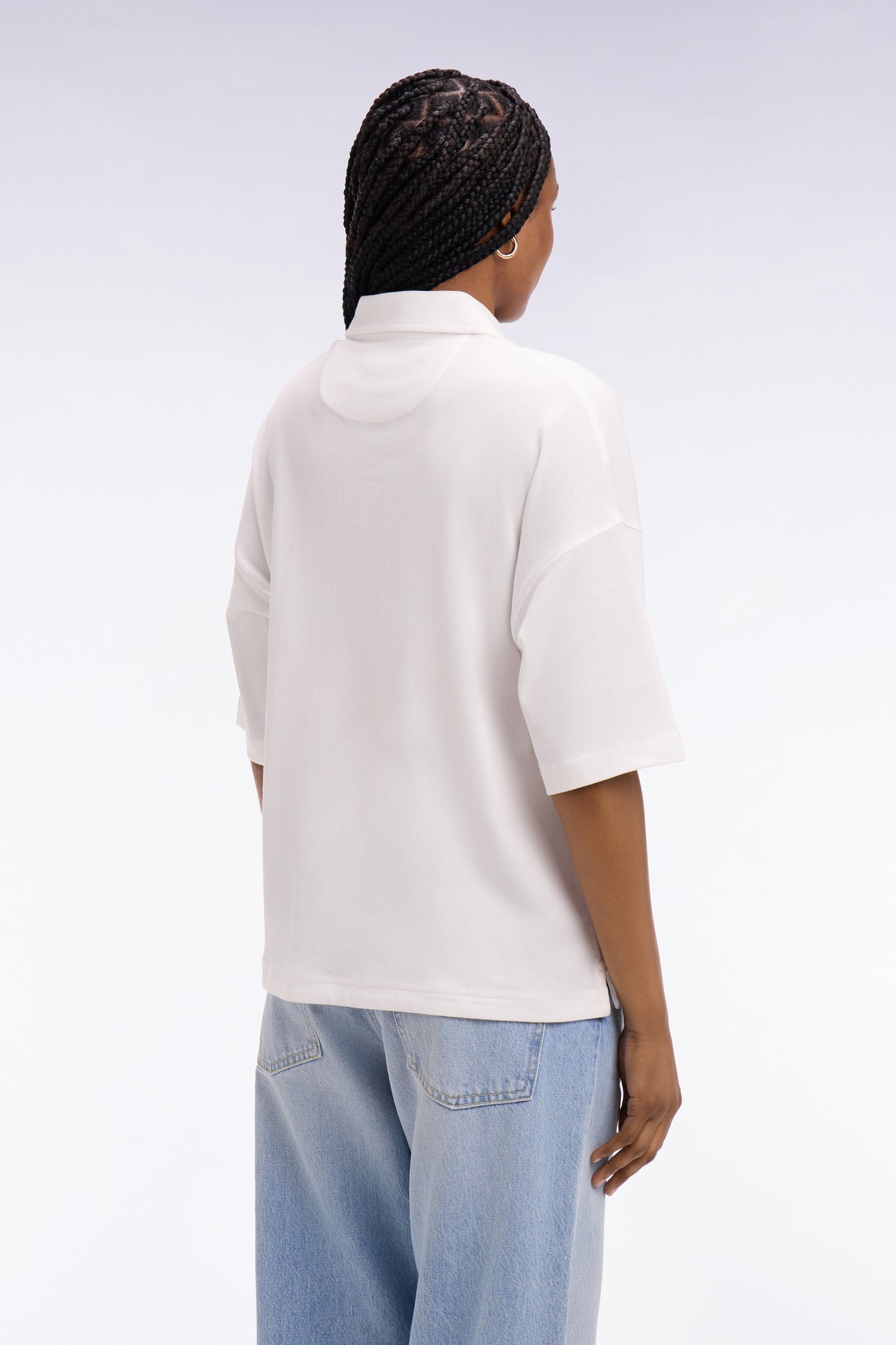 Relaxed fit white Pima cotton short-sleeved jersey