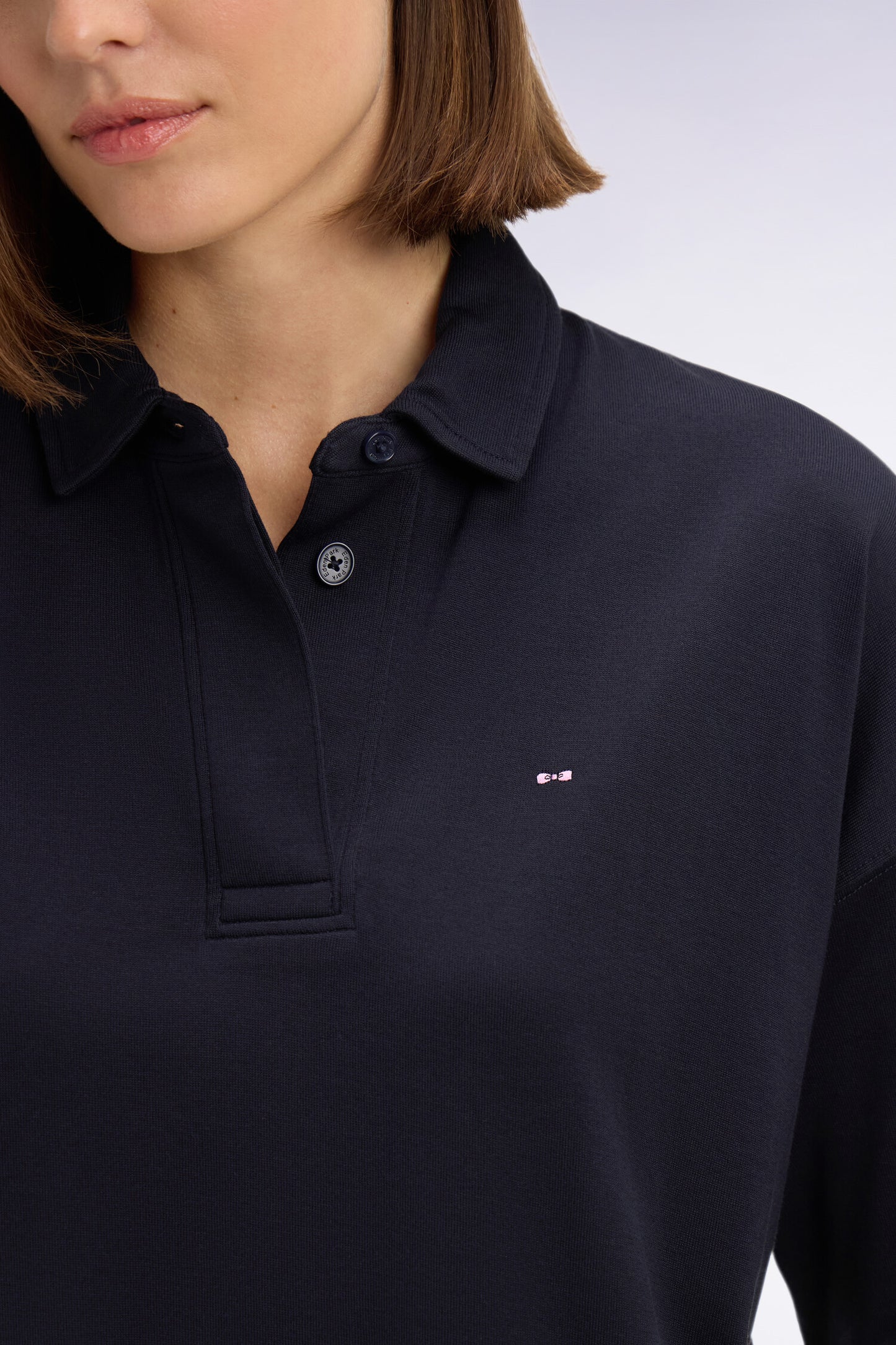 Maillot à manches courtes en coton Pima marine coupe relaxed