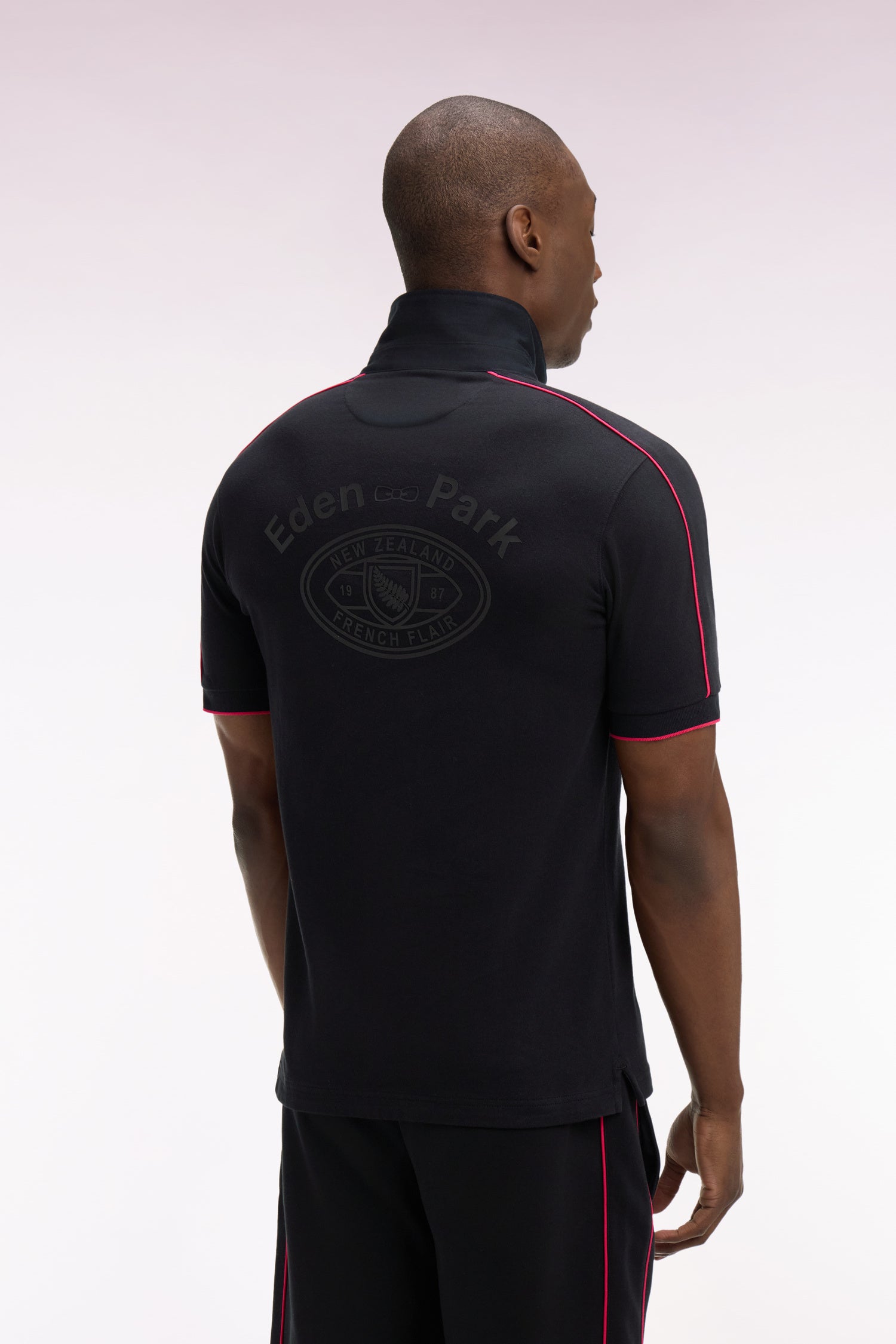 Maillot à manches courtes Nouvelle Zélande en coton noir coupe regular
