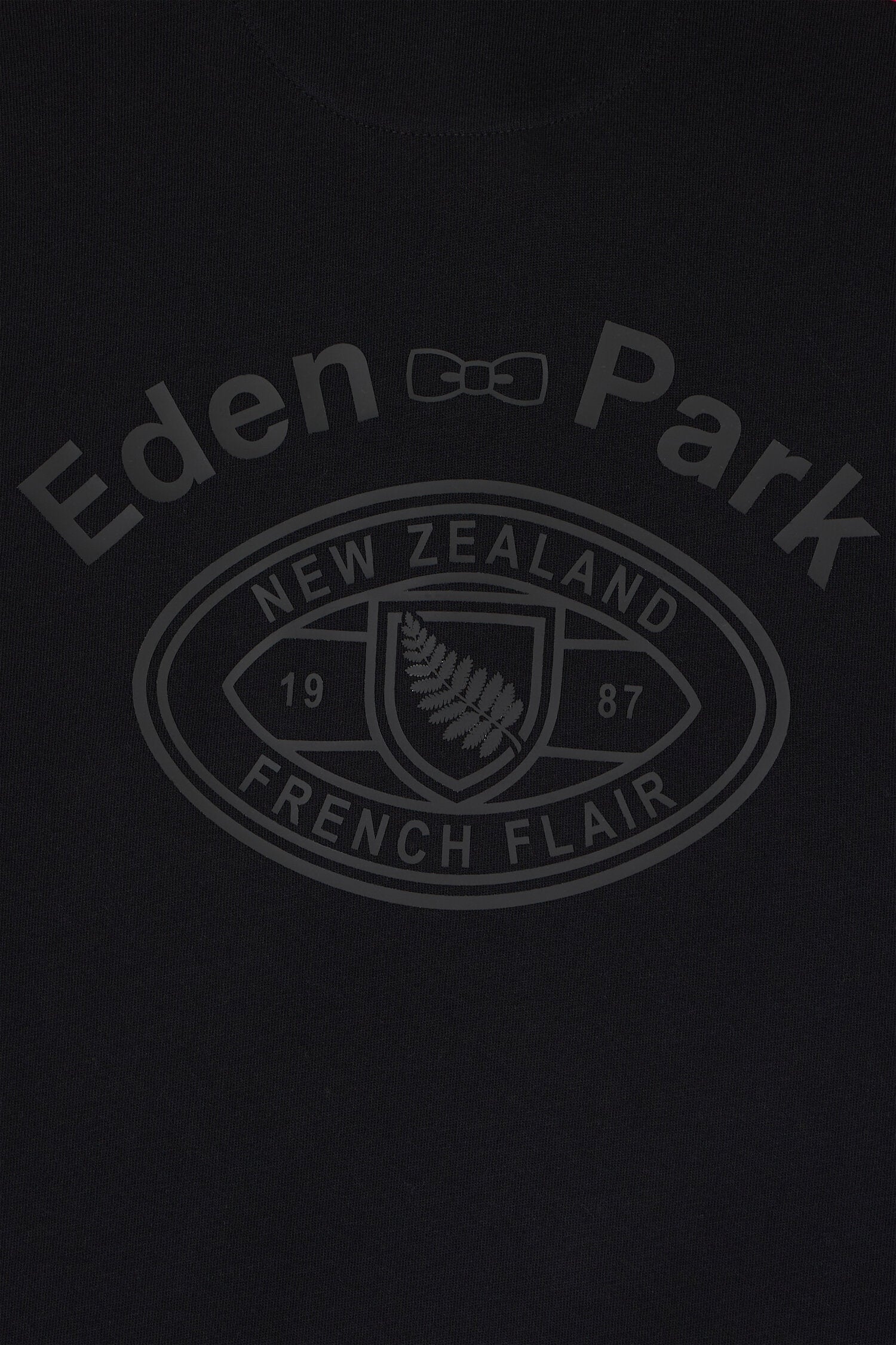 Maillot à manches courtes Nouvelle Zélande en coton noir coupe regular