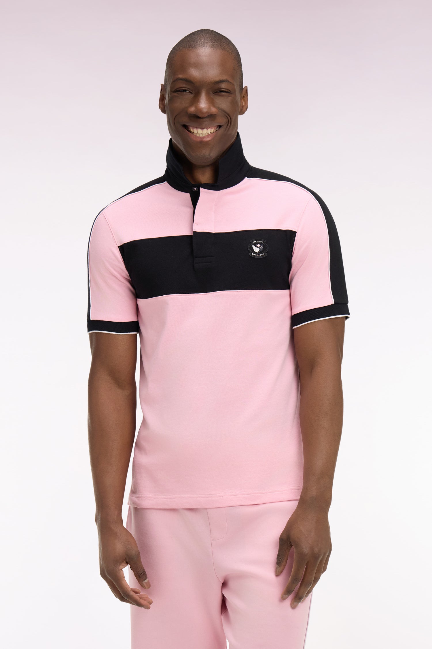 Maillot à manches courtes Nouvelle Zélande en coton rose coupe regular