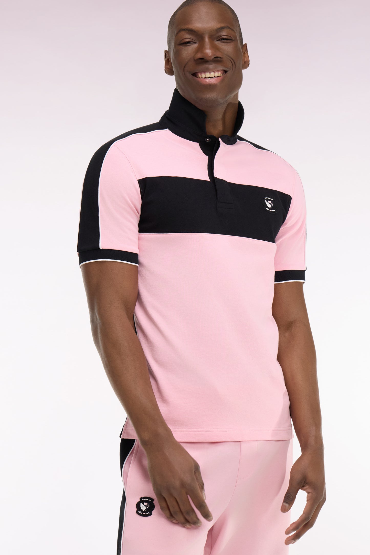 Maillot à manches courtes Nouvelle Zélande en coton rose coupe regular