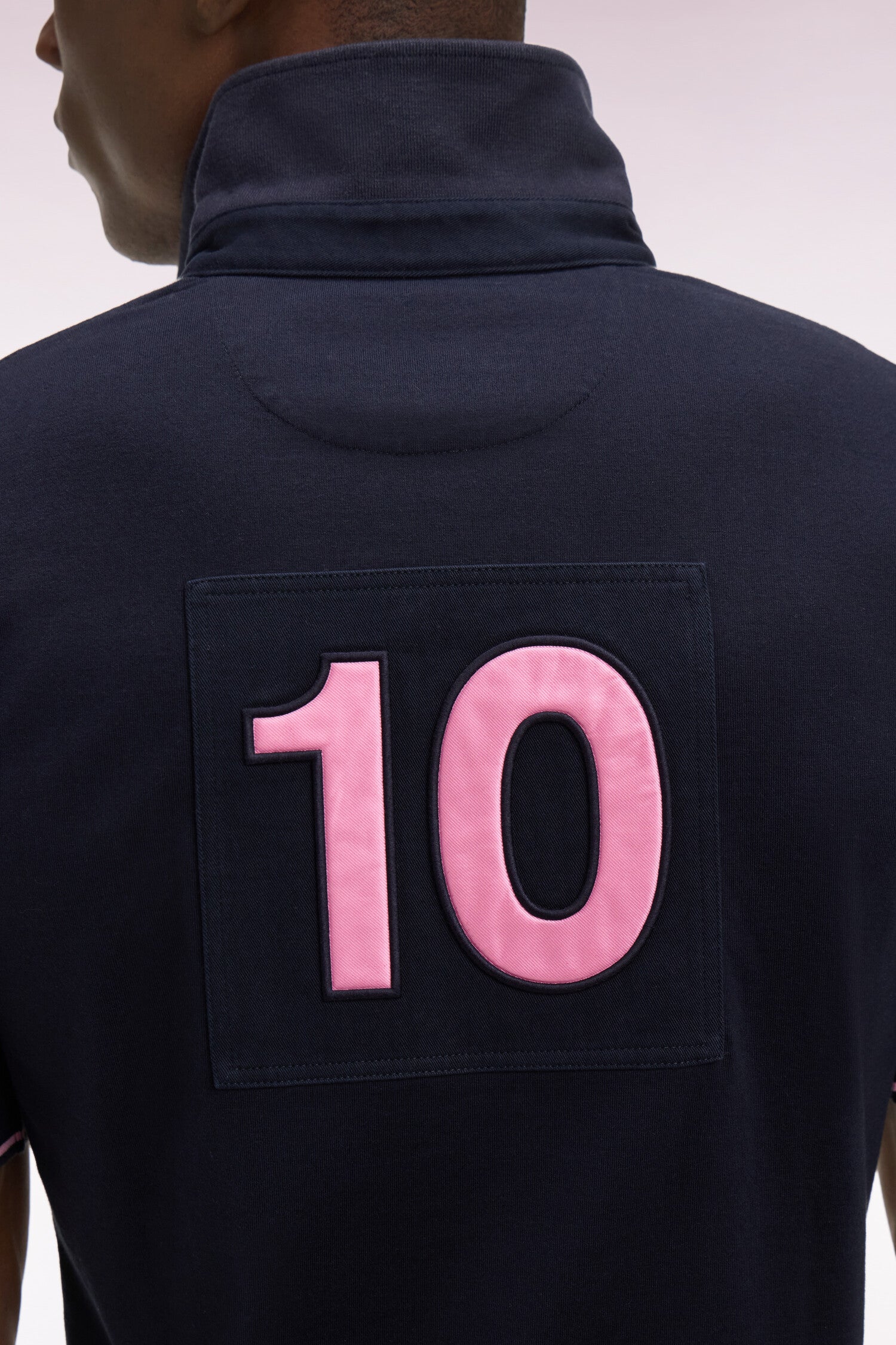short-sleeved rugby shirt in cotton white and navy Regular fit