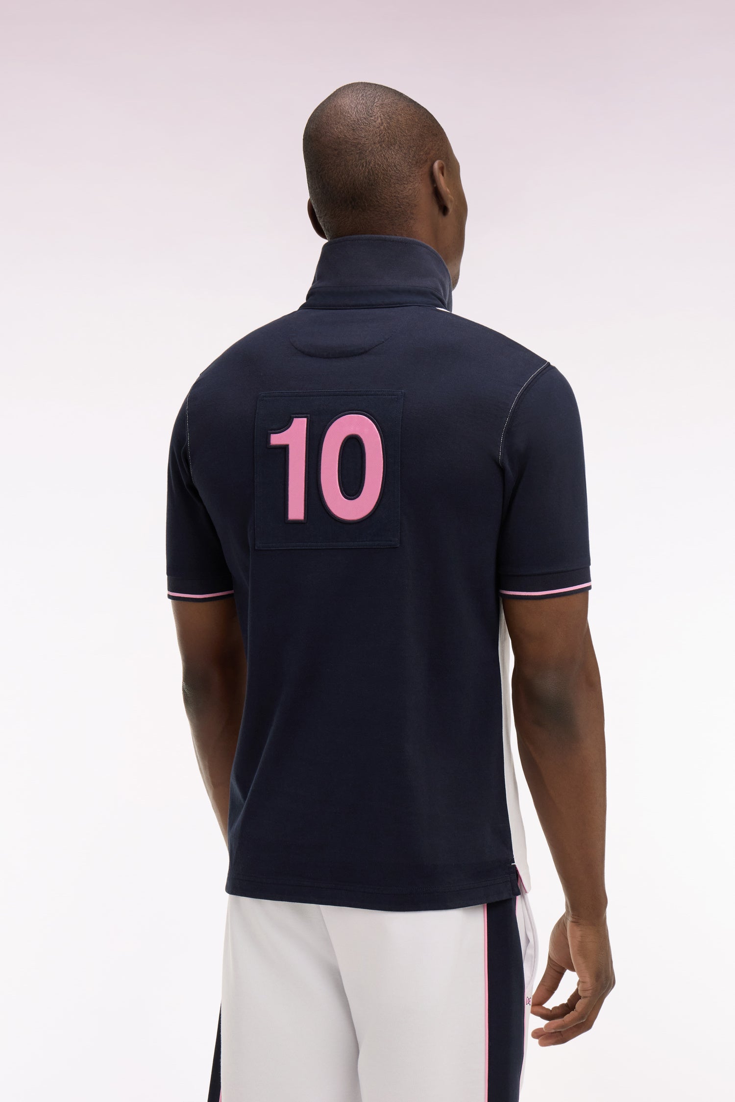 short-sleeved rugby shirt in cotton white and navy Regular fit