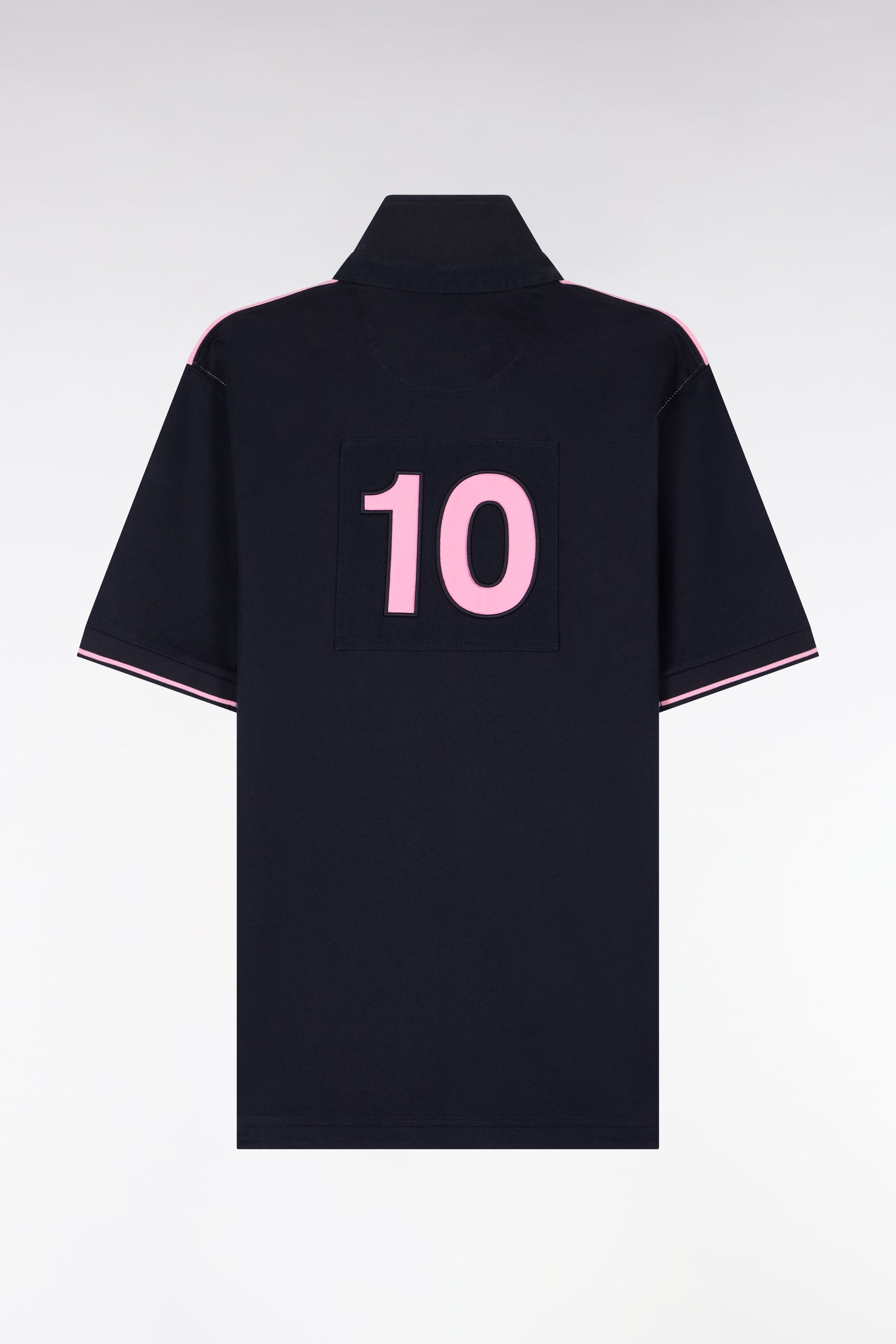 Maillot à manches courtes en coton rose et marine coupe regular