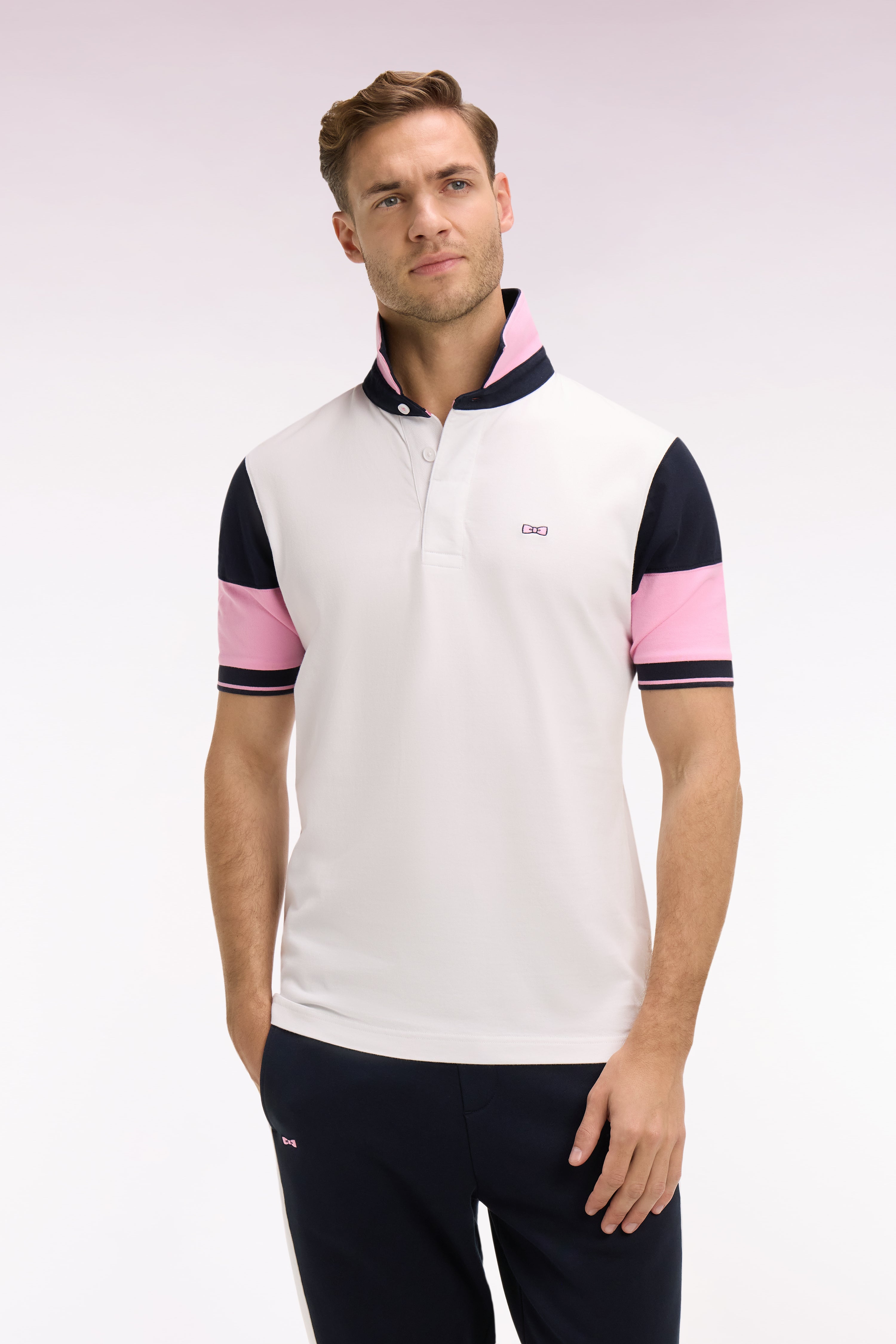 Maillot à manches courtes en coton blanc coupe regular
