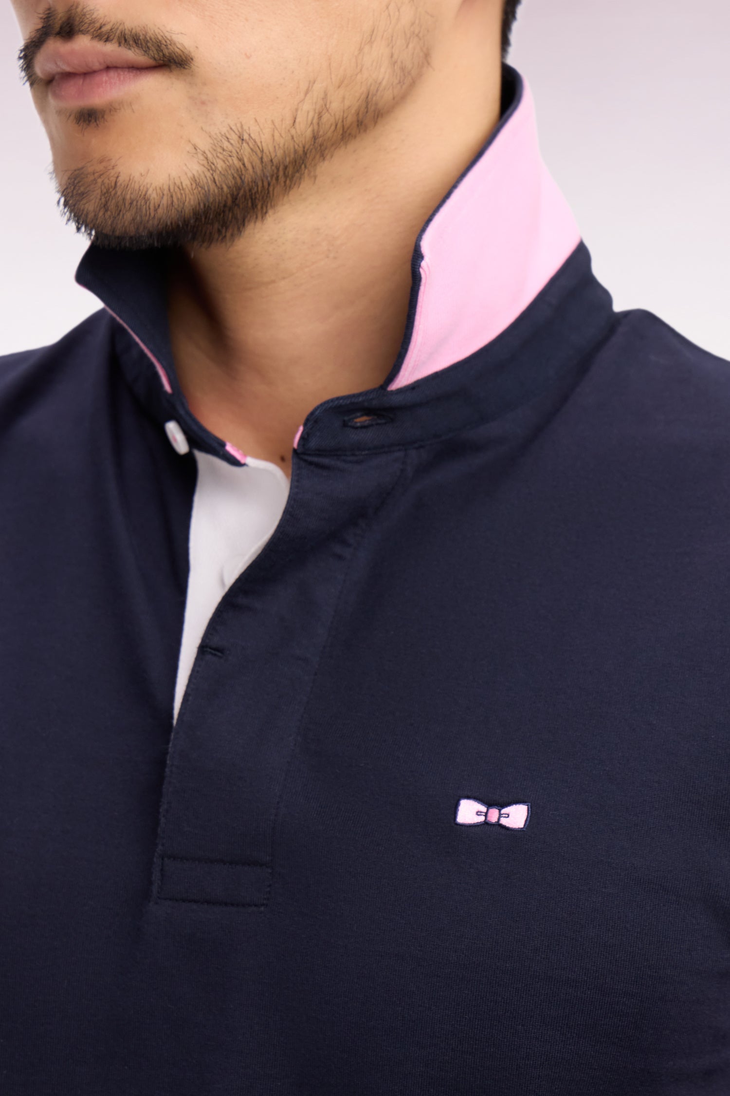 Maillot à manches courtes en coton marine coupe regular
