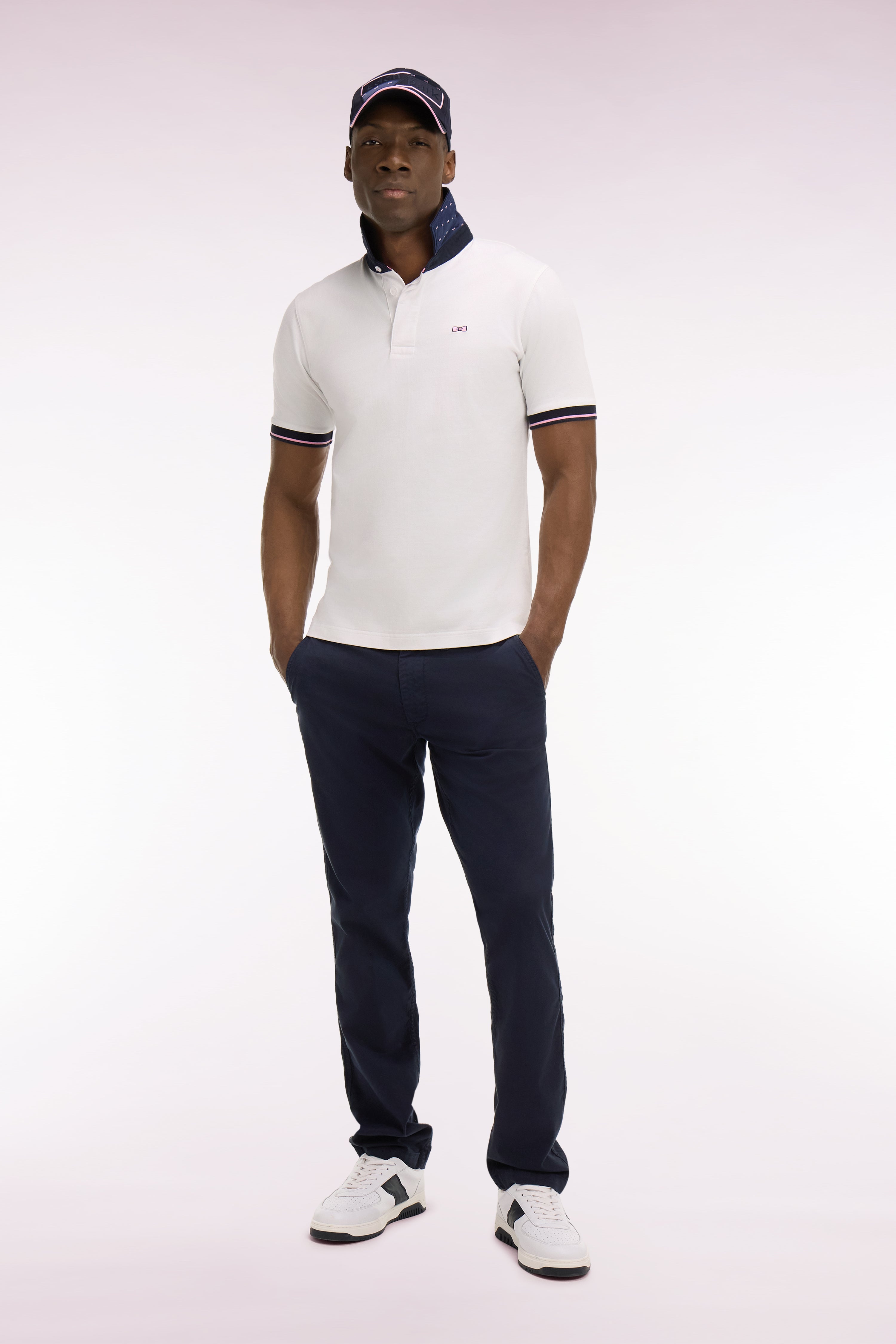 Maillot à manches courtes en coton blanc broderie dos coupe regular