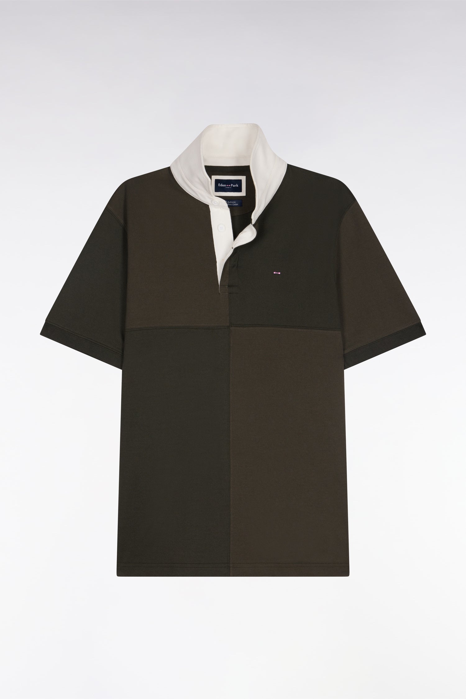 Maillot à manches courtes en coton à cadrans kaki coupe regular