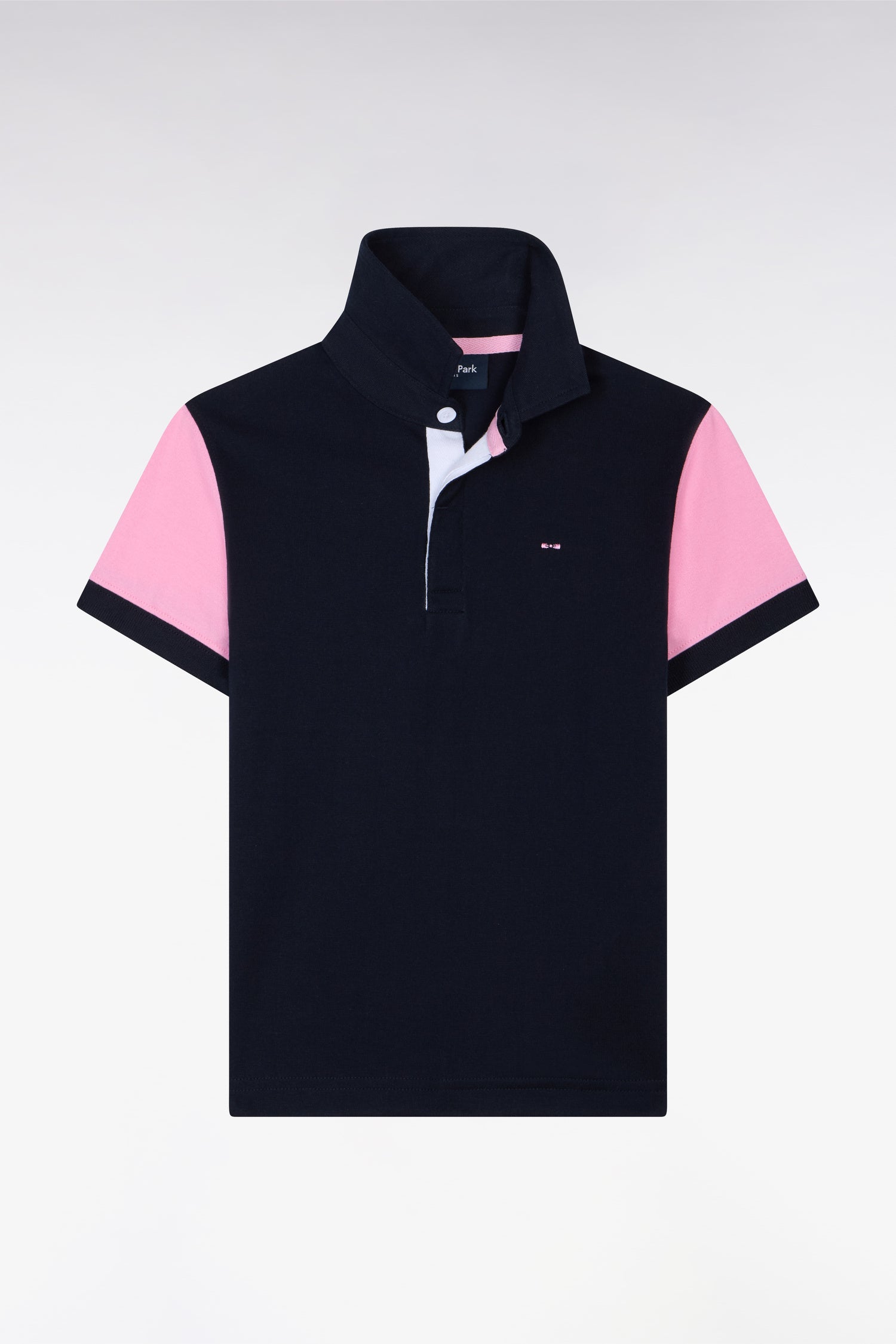 Kurzarm-Rugbyshirt rosa aus Baumwolle Marineblau